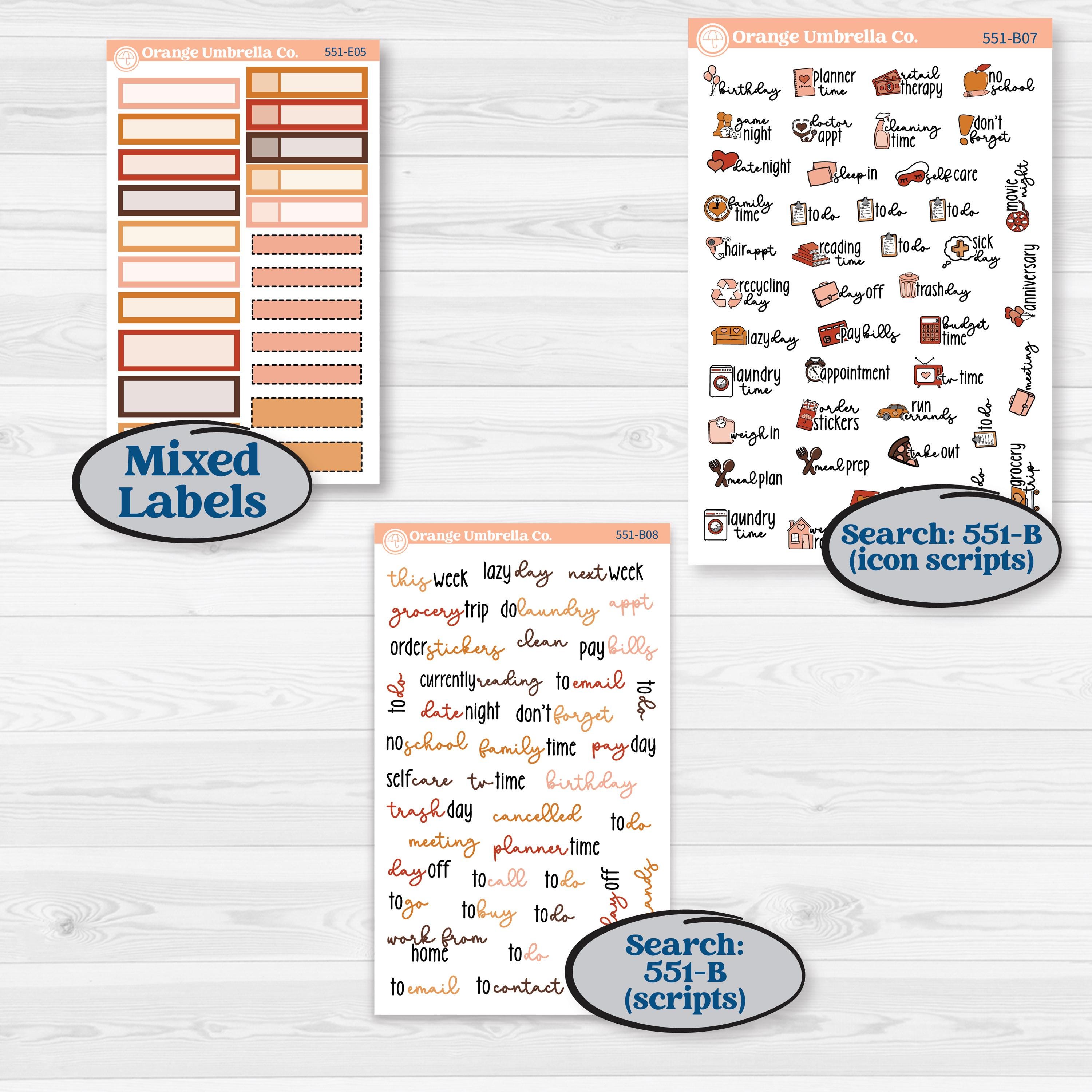 Fall Planner Kit | Hobonichi Cousin Weekly & Daily Planner Kit Stickers | Autumn Folk | KIT-551-E