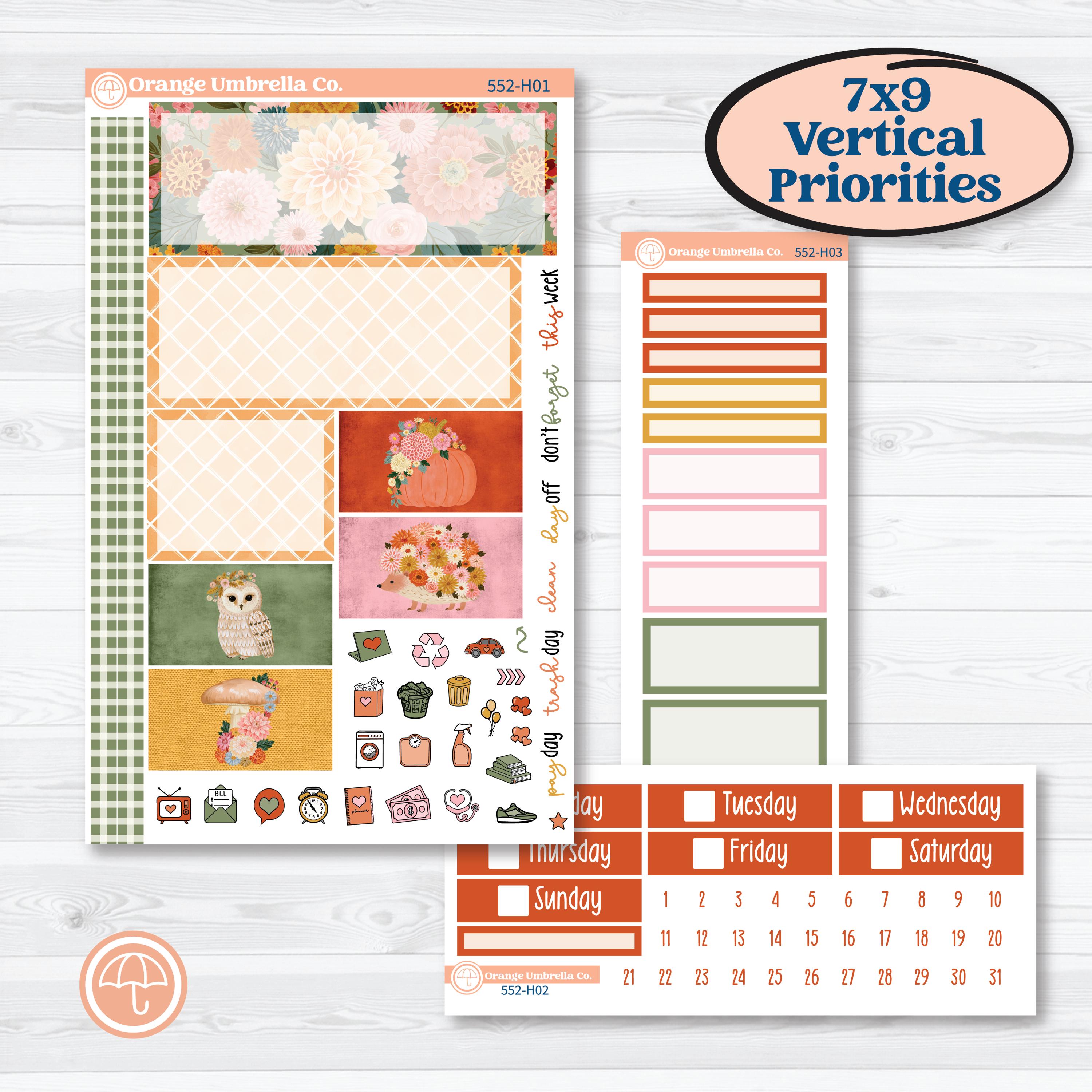 Woodland Planner Kit | Plum Vertical Priorities 7x9 Planner Kit Stickers | Fox & Fern | KIT-552-H