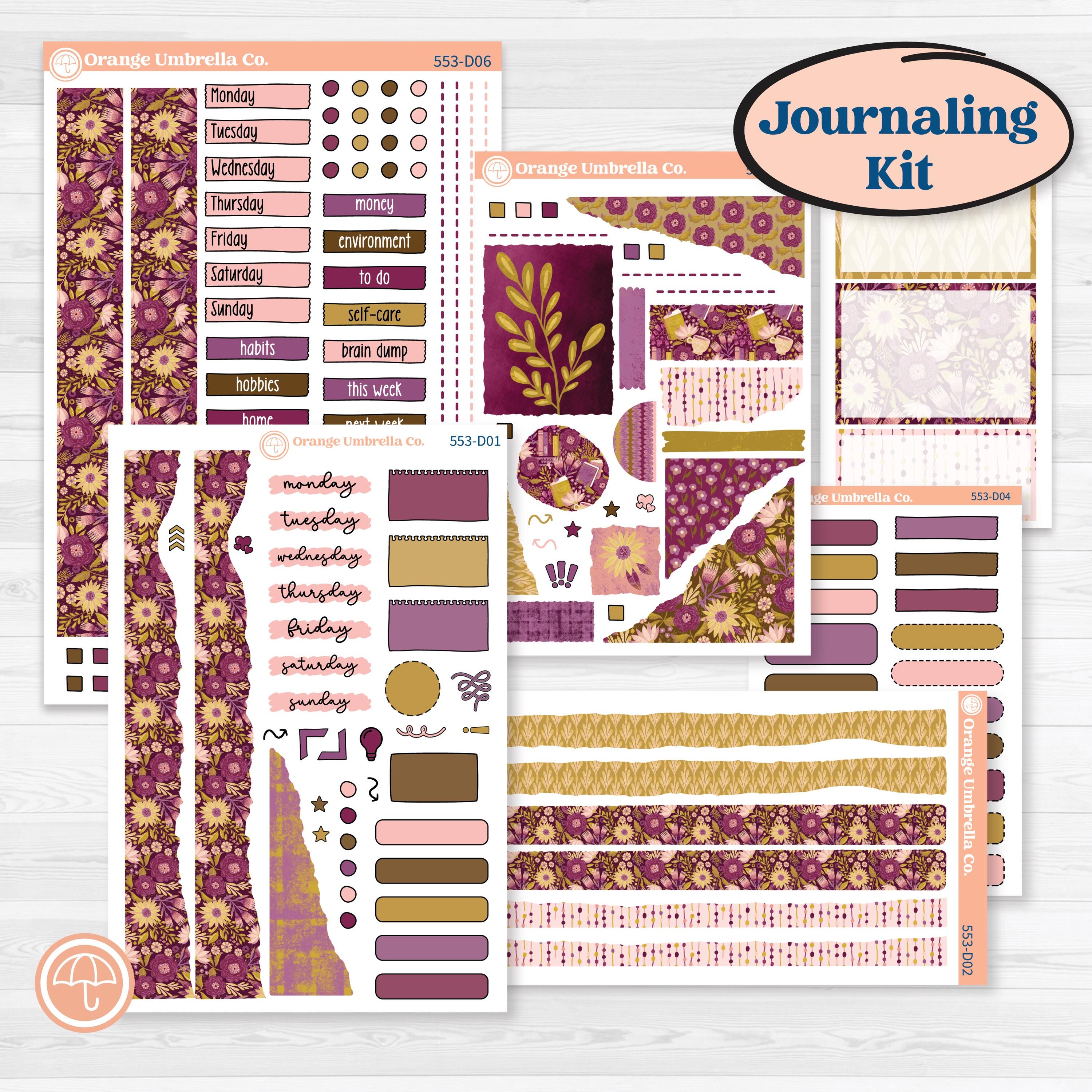 Book Planner Kit | Journaling or Scrapbooking Kit | Creative Junk Journal Planner Stickers | Garden Library | KIT-553-D