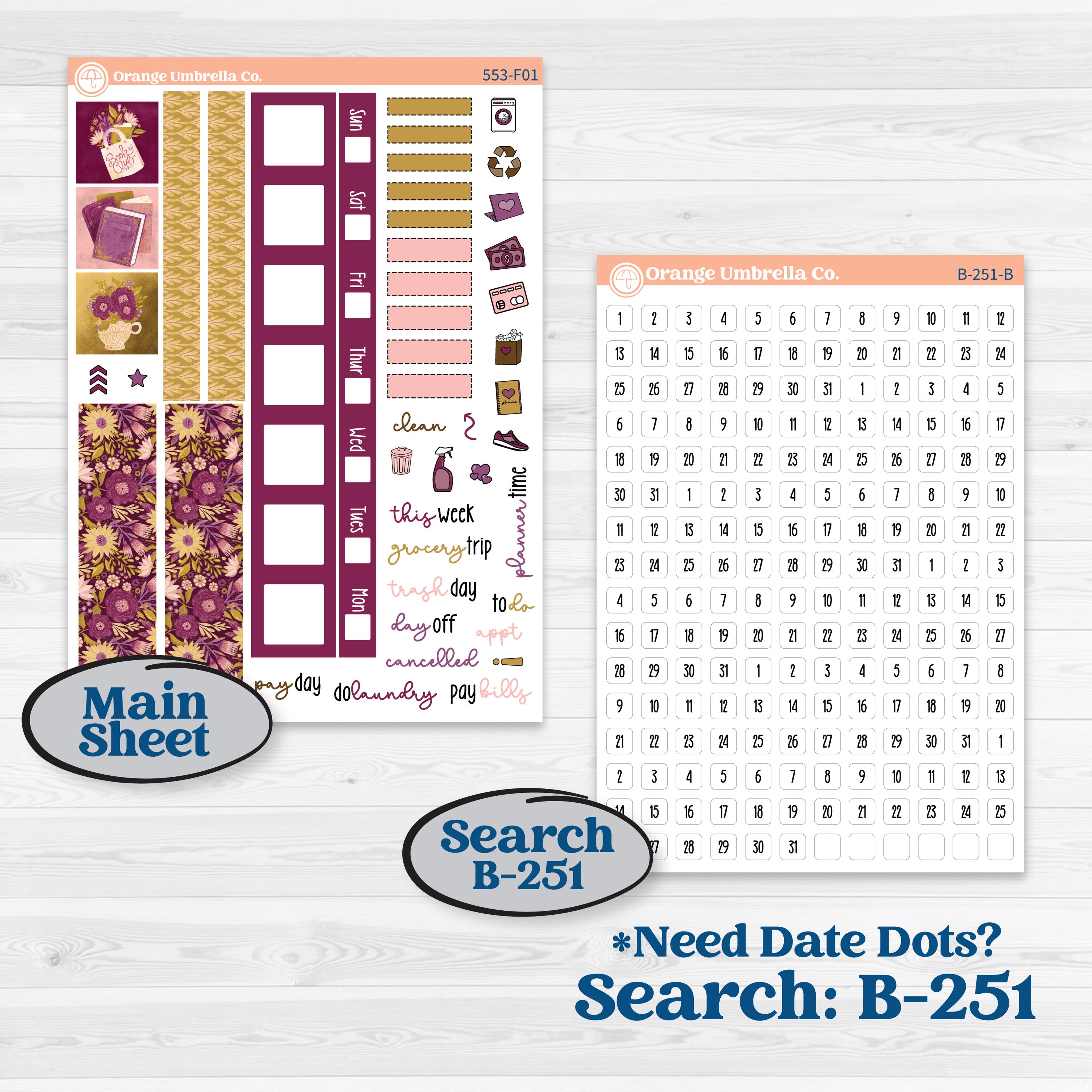 Book Planner Kit | Hobonichi Weeks Weekly Planner Kit Stickers | Garden Library | KIT-553-F