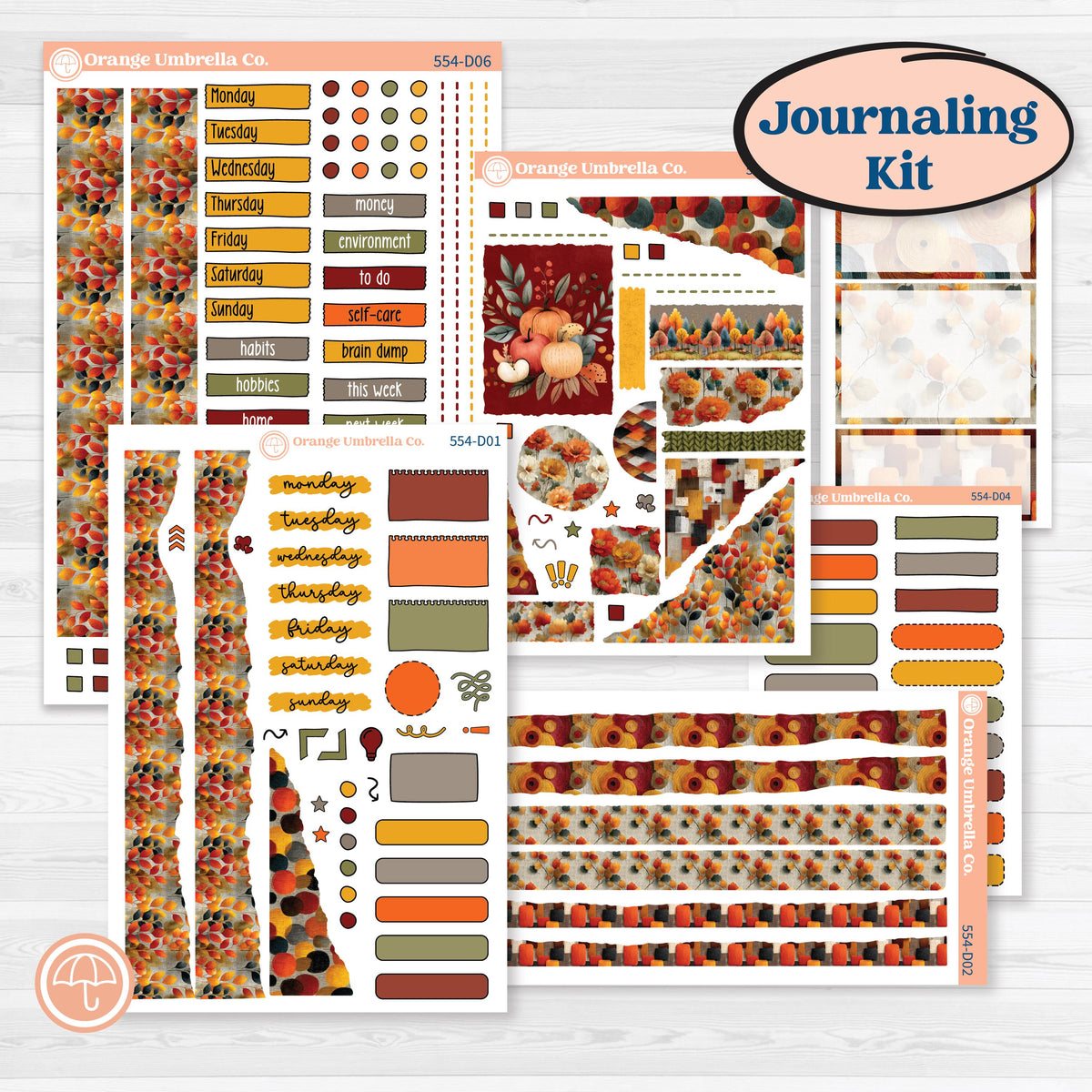 Thanksgiving Planner Kit | Journaling or Scrapbooking Kit | Creative Junk Journal Planner Stickers | Gather In Gratitude | KIT-554-D