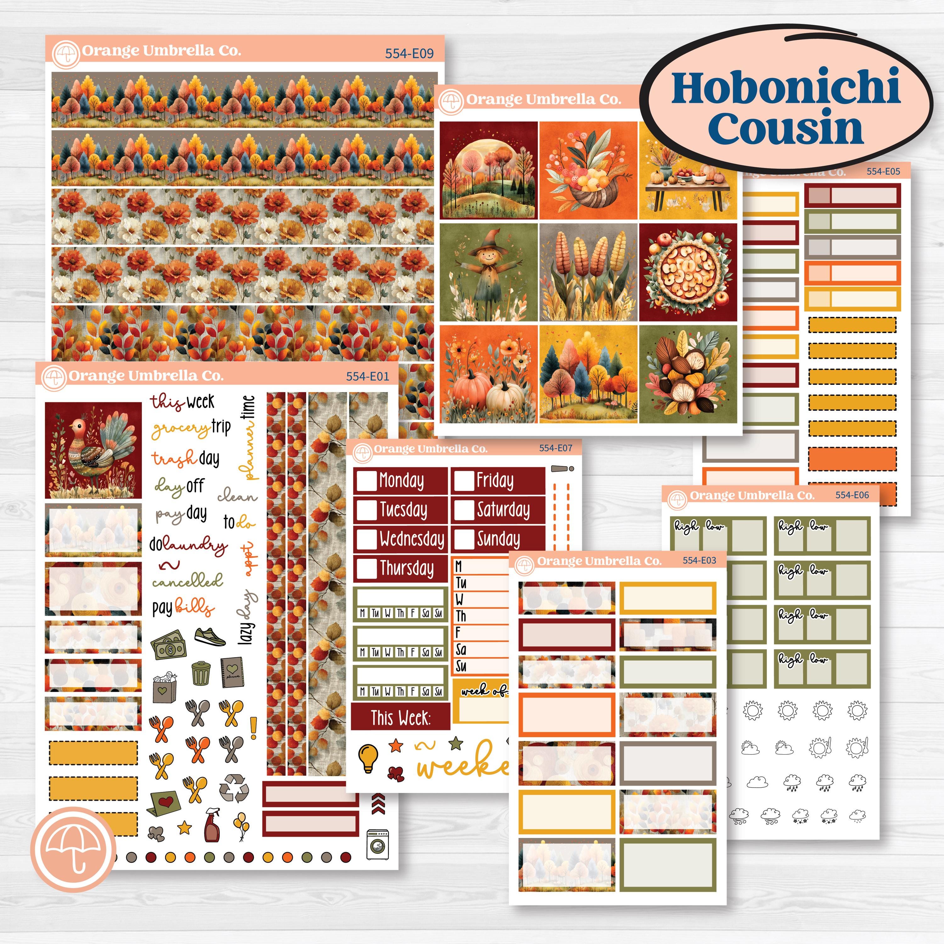 Thanksgiving Planner Kit | Hobonichi Cousin Weekly & Daily Planner Kit Stickers | Gather In Gratitude | KIT-554-E