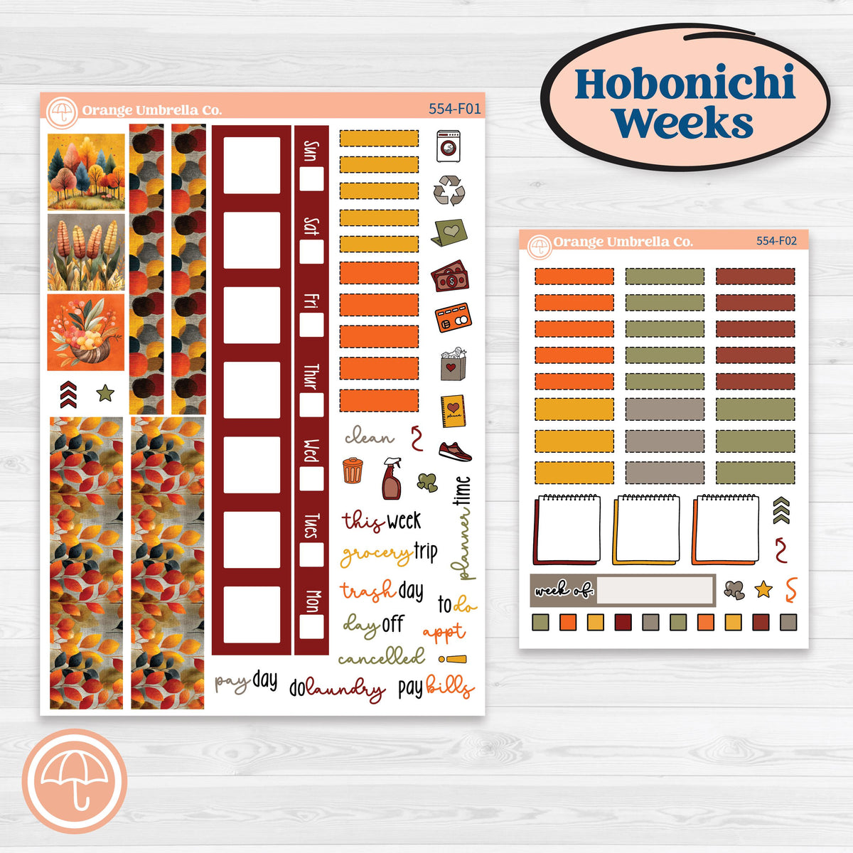 Thanksgiving Planner Kit | Hobonichi Weeks Weekly Planner Kit Stickers | Gather In Gratitude | KIT-554-F