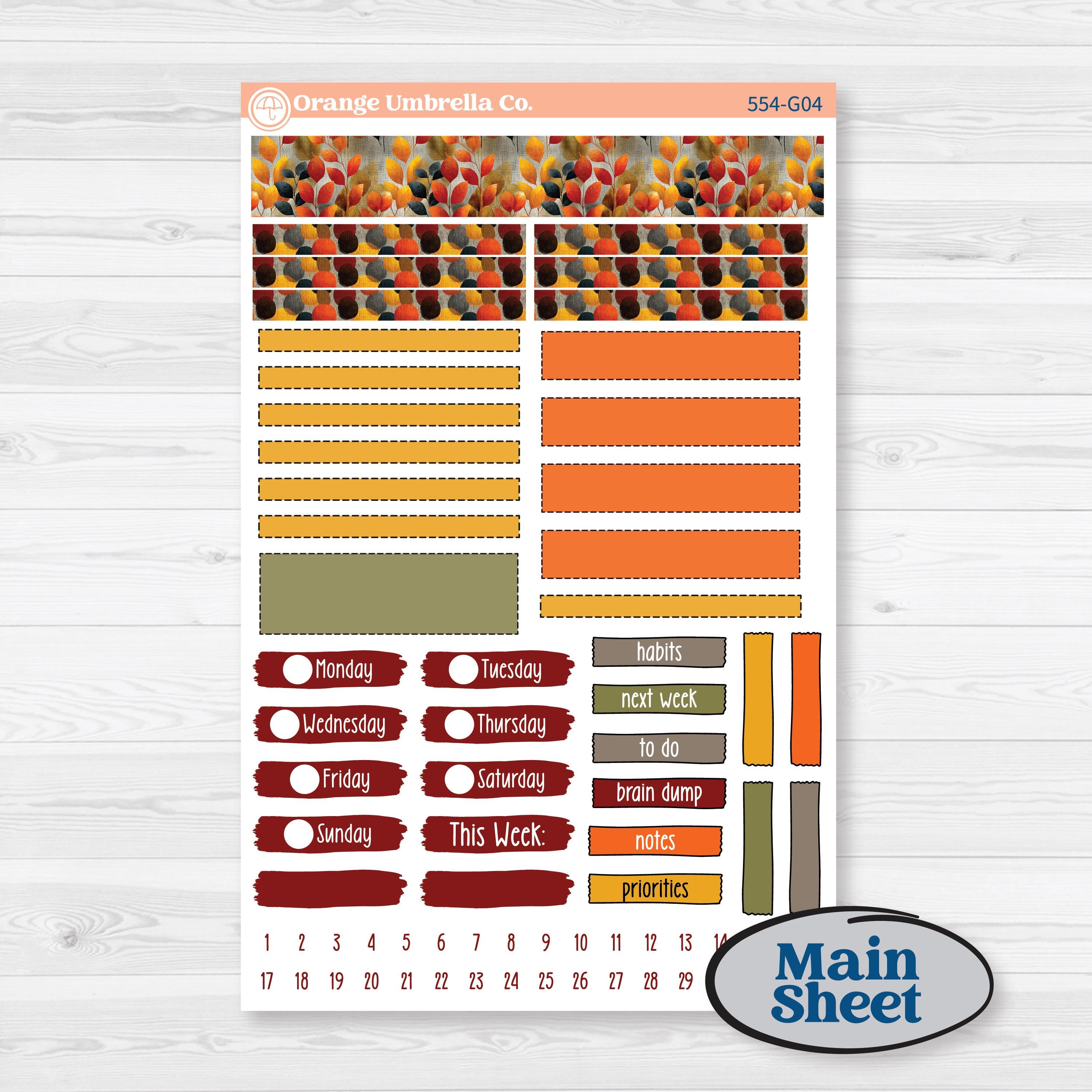 Thanksgiving Planner Kit | Erin Condren A5 Weekly Dashboard Planner Kit Stickers | Gather In Gratitude | KIT-554-G4