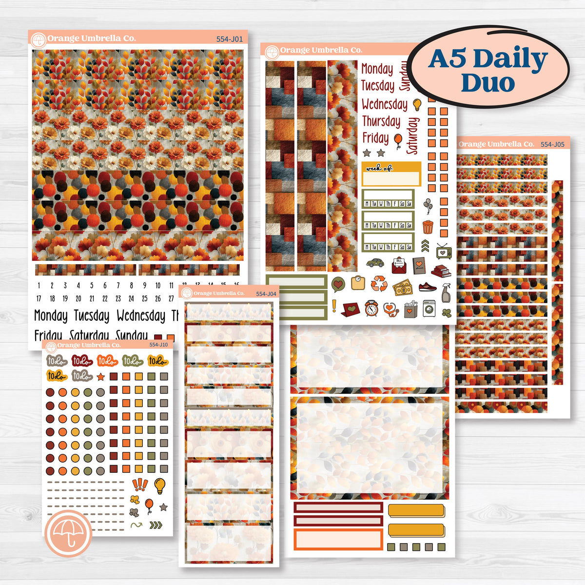 Thanksgiving Planner Kit | A5 Daily Duo Planner Kit Stickers | Gather In Gratitude | KIT-554-J