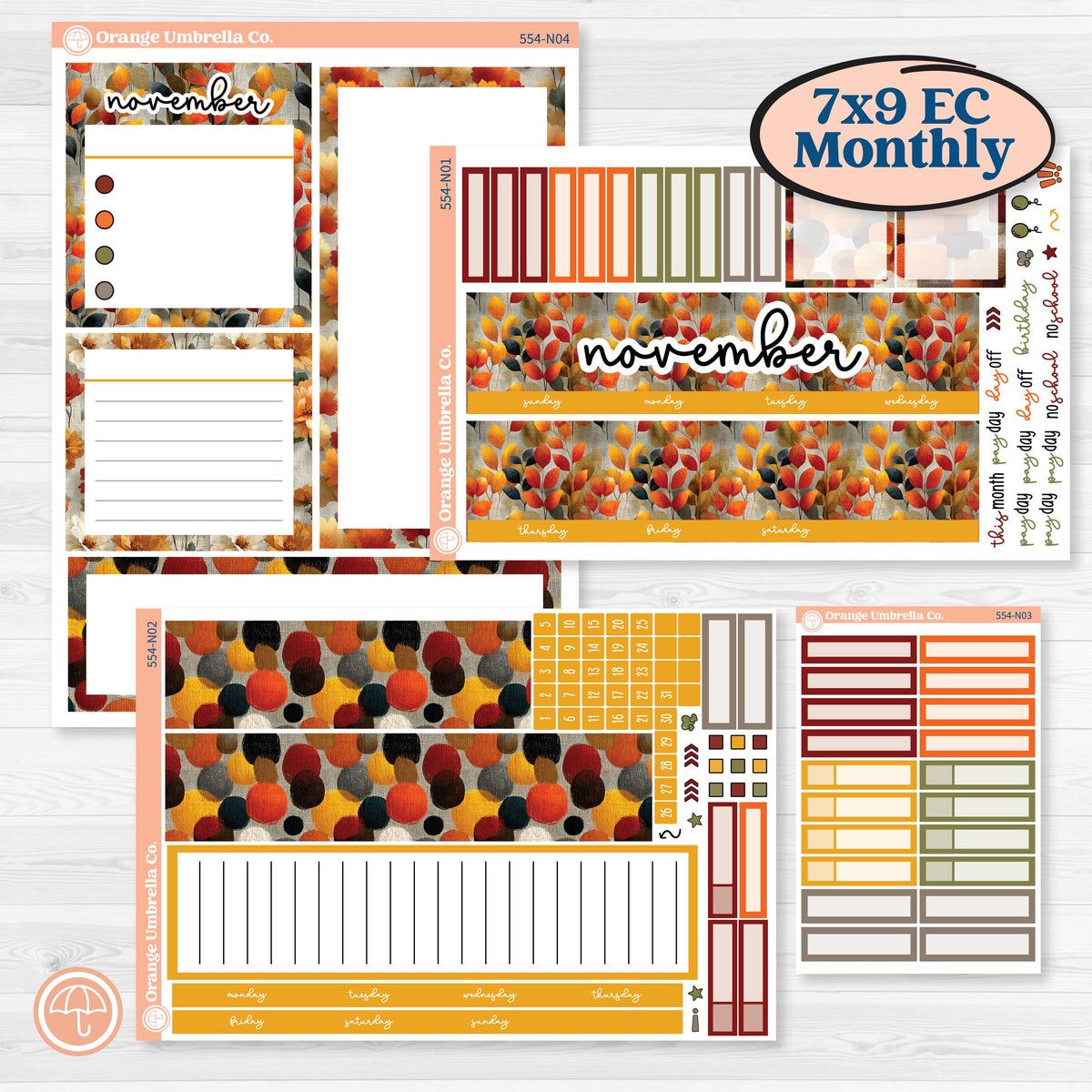 Thanksgiving Planner Kit | 7x9 Erin Condren Life Planner Monthly & Dashboard Sticker Kit | Gather In Gratitude | KIT-554-N