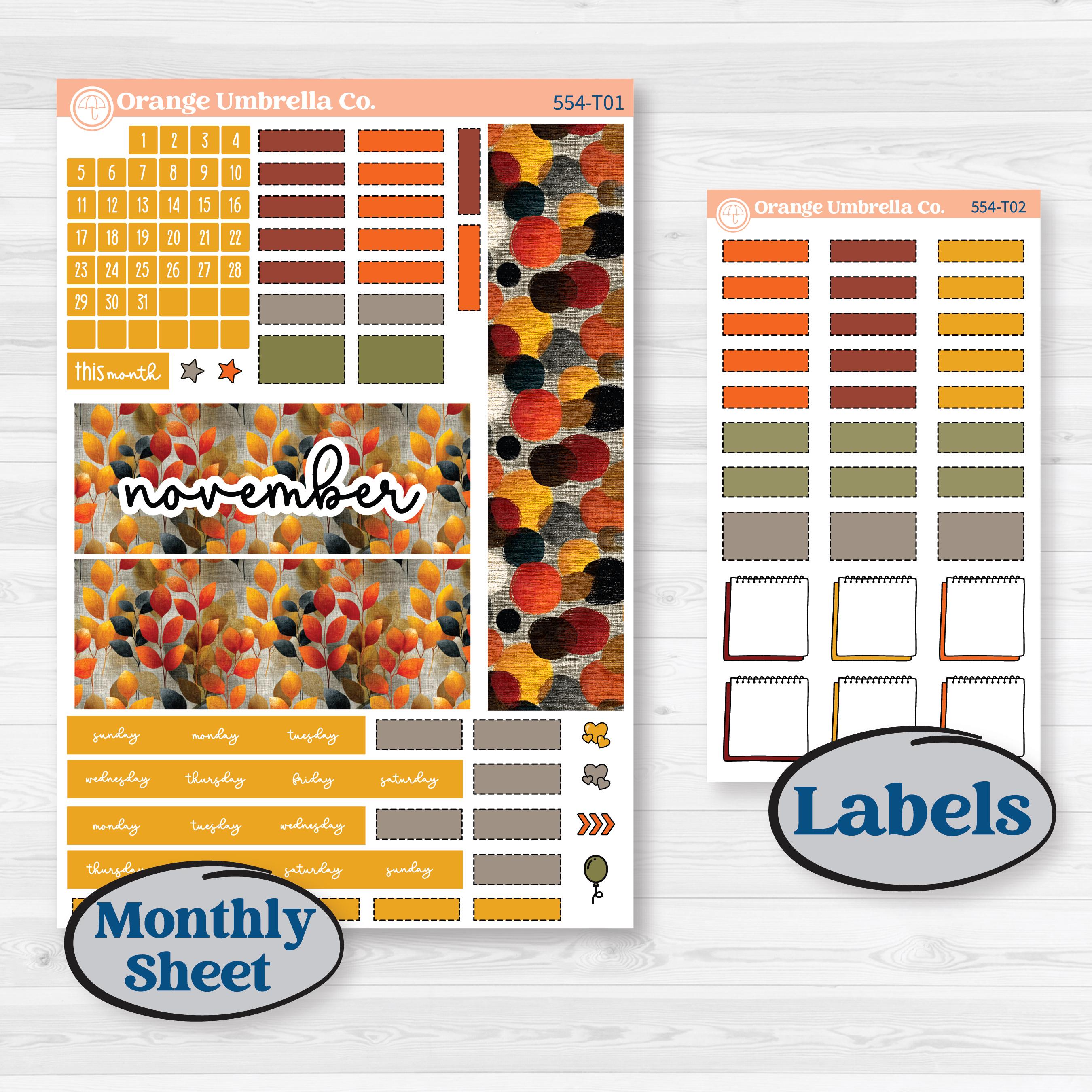 Thanksgiving Planner Kit | Hobonichi Weeks Monthly Planner Kit Stickers | Gather In Gratitude | KIT-554-T
