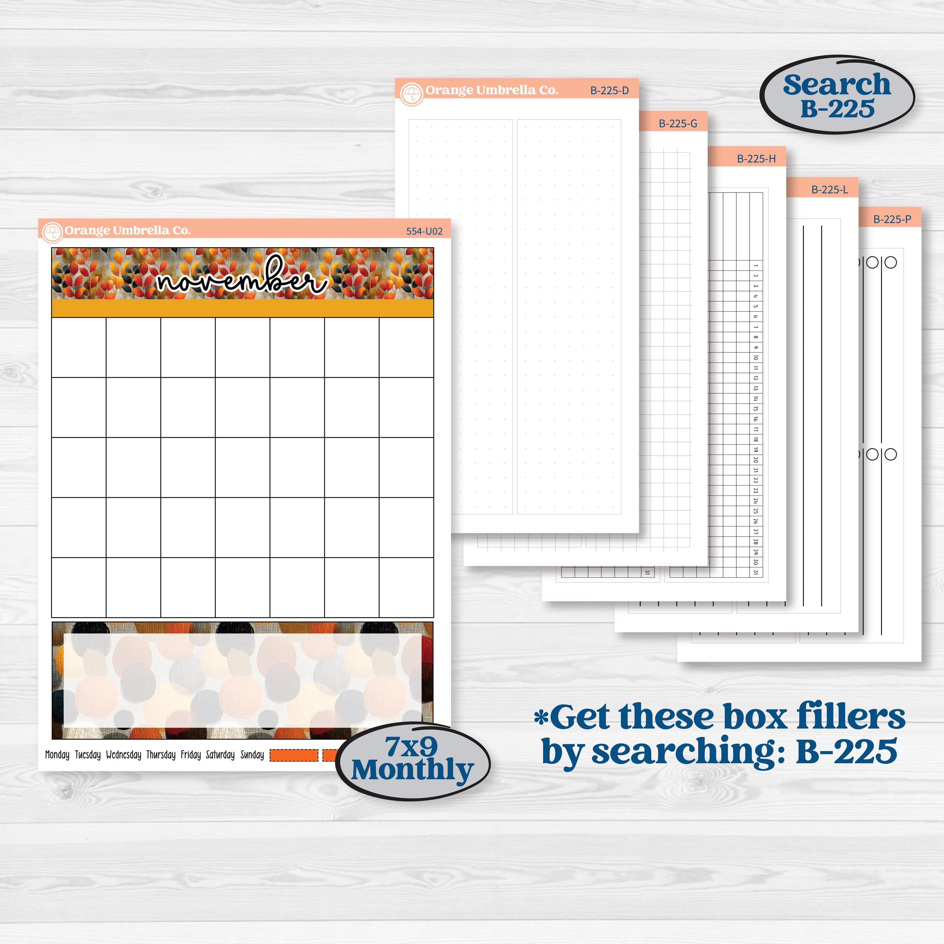 Thanksgiving Planner Kit | Create Your Own Monthly Dashboard Universal | Monthly & Reading Log Sticker Kit | Gather In Gratitude | KIT-554-U