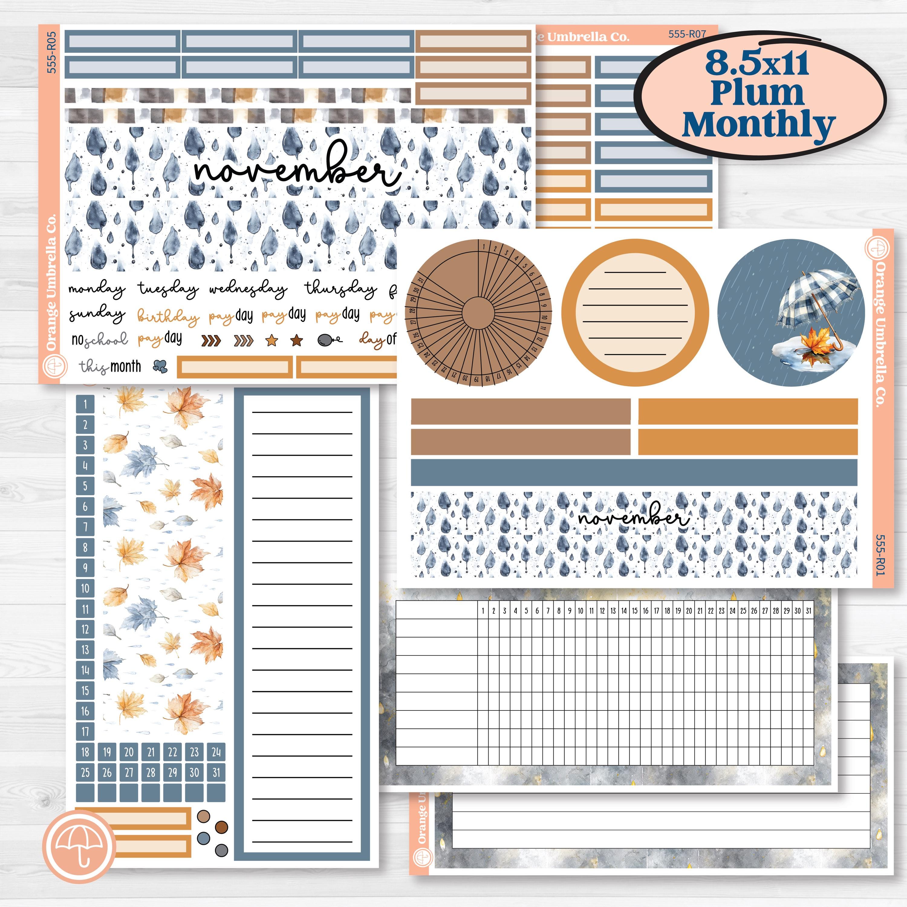Reading Planner Kit | 8.5x11 Plum Monthly & Dashboard Planner Kit Stickers | Reading Weather | KIT-555-R