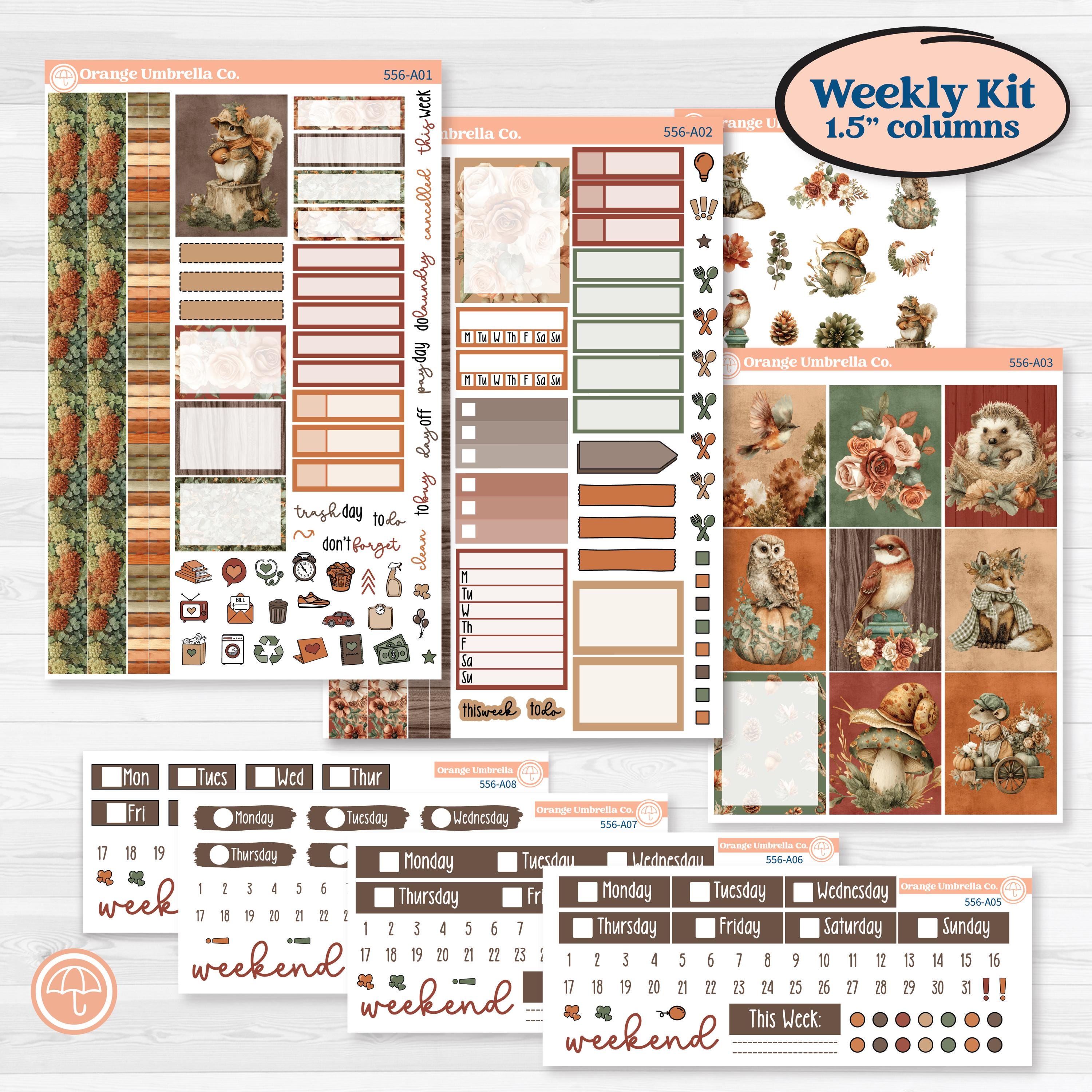 Woodland Animal Kit | Weekly Sticker Kit for Vertical Planners like Erin Condren | Woodland Zoo | KIT-556-A