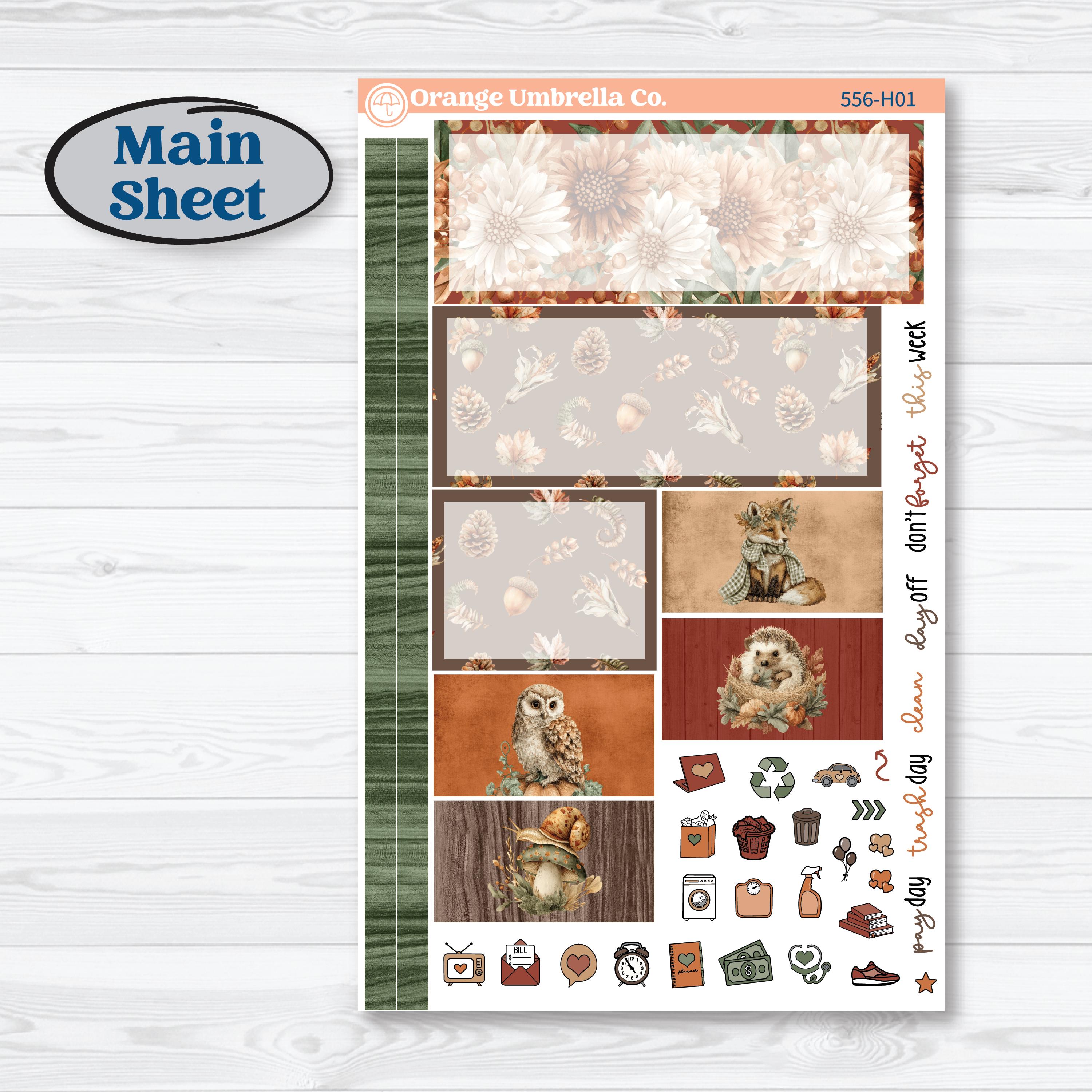 Woodland Animal Kit | Plum Vertical Priorities 7x9 Planner Kit Stickers | Woodland Zoo | KIT-556-H