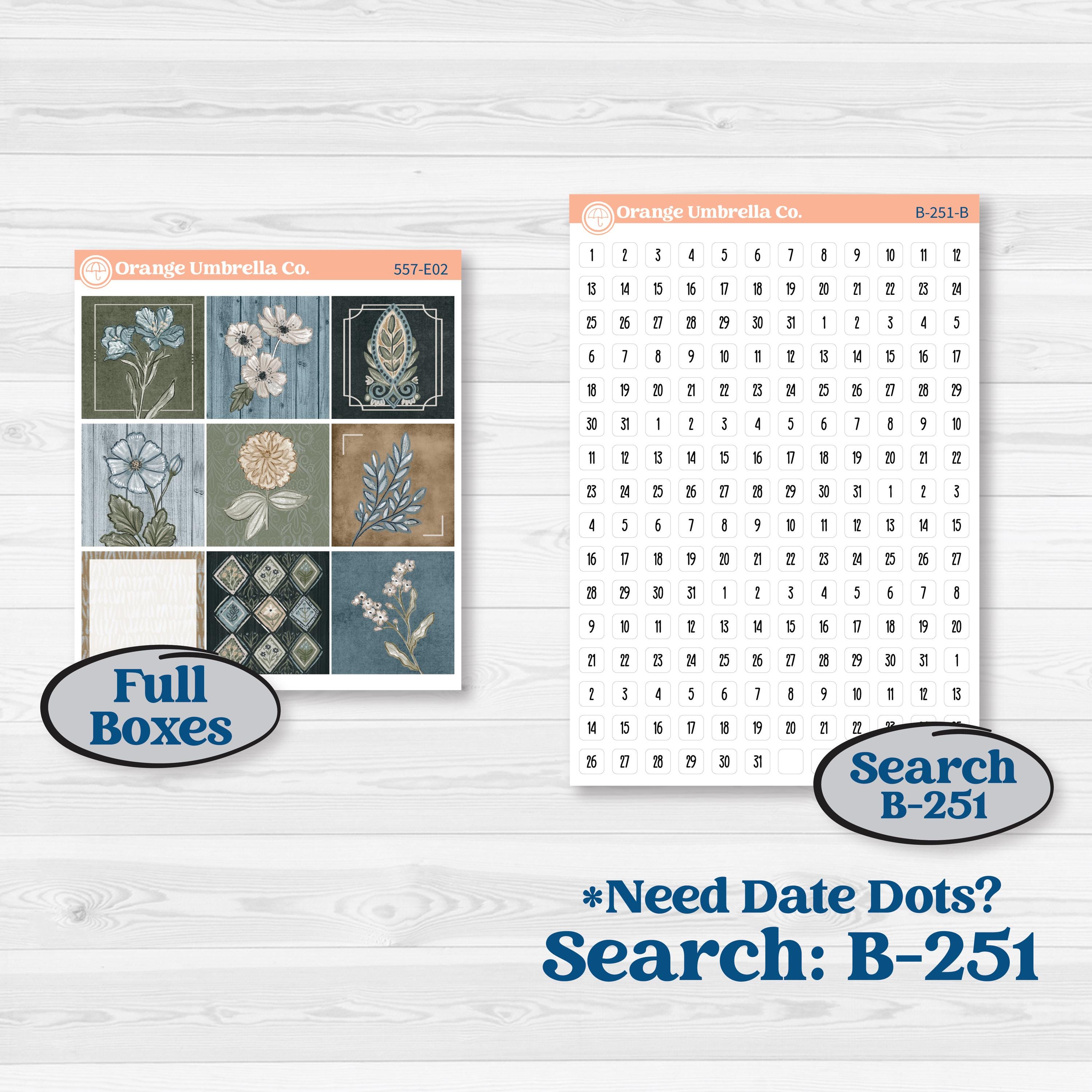 Blue Floral Kit | Hobonichi Cousin Weekly Daily Planner Kit Stickers | Sagebrush & Ice | KIT-557-E