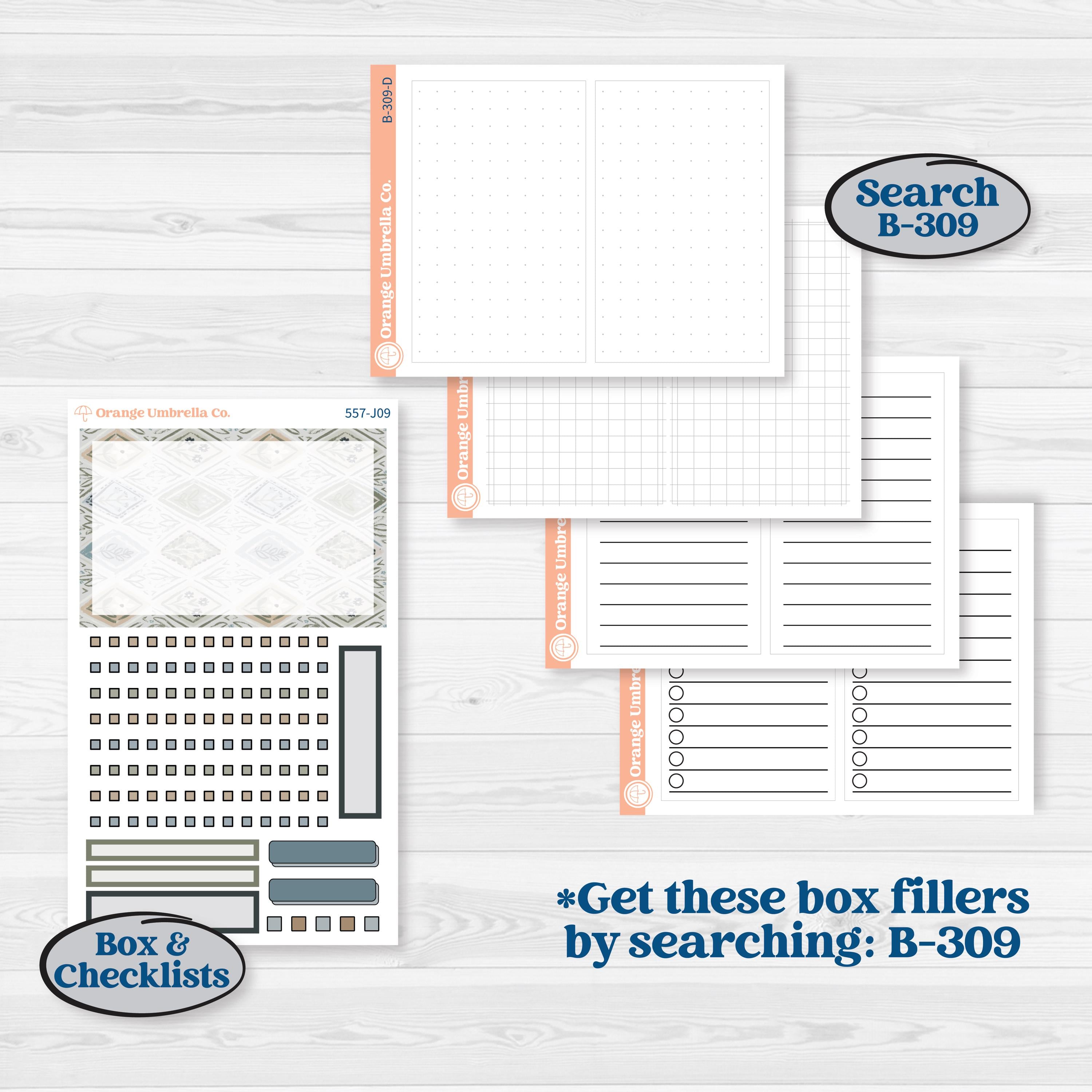 Blue Floral Kit | A5 Daily Duo Planner Kit Stickers | Sagebrush & Ice | KIT-557-J