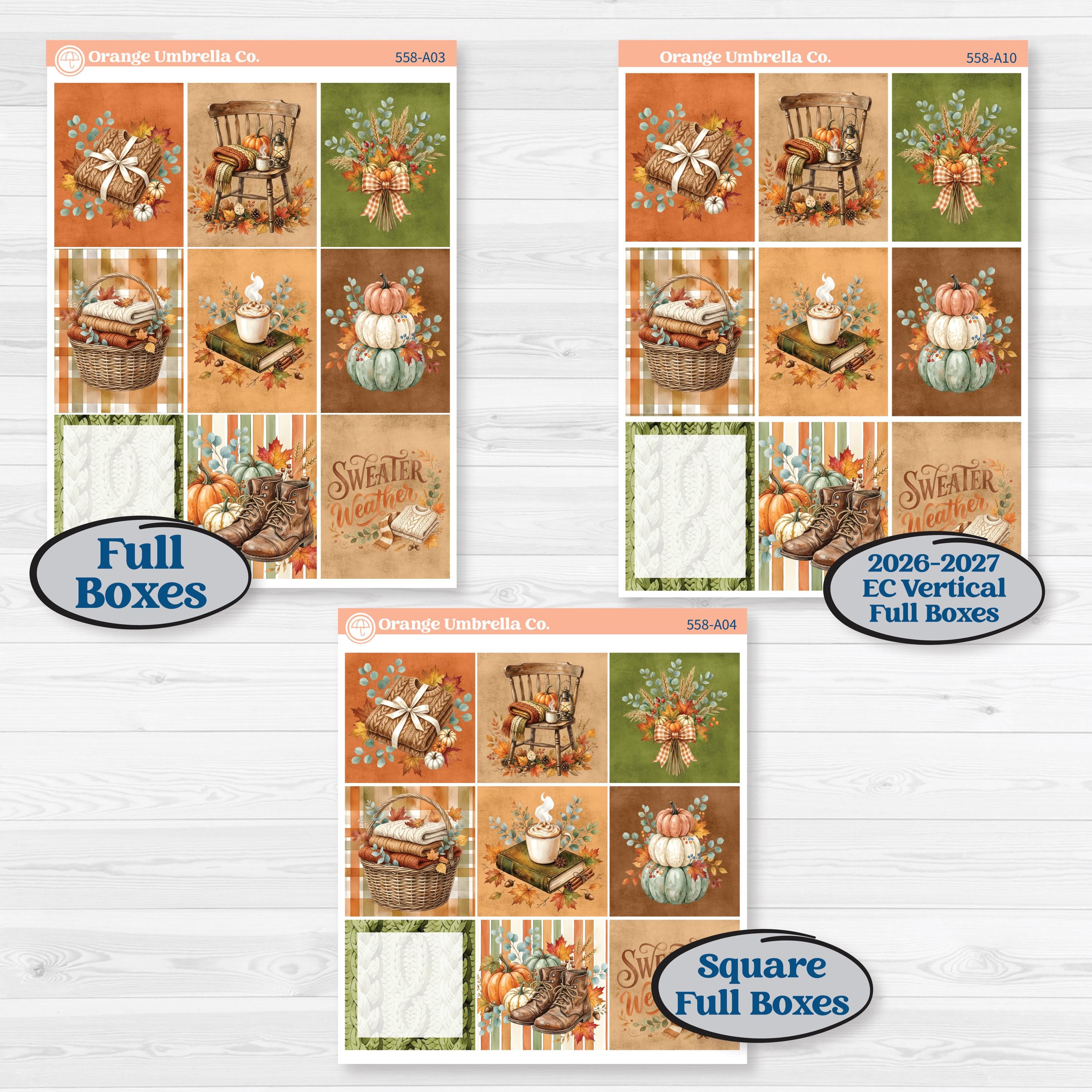 Autumn Sweater Weather Kit | Weekly Sticker Kit for Vertical Planners like Erin Condren | Soft Sweaters | KIT-558-A