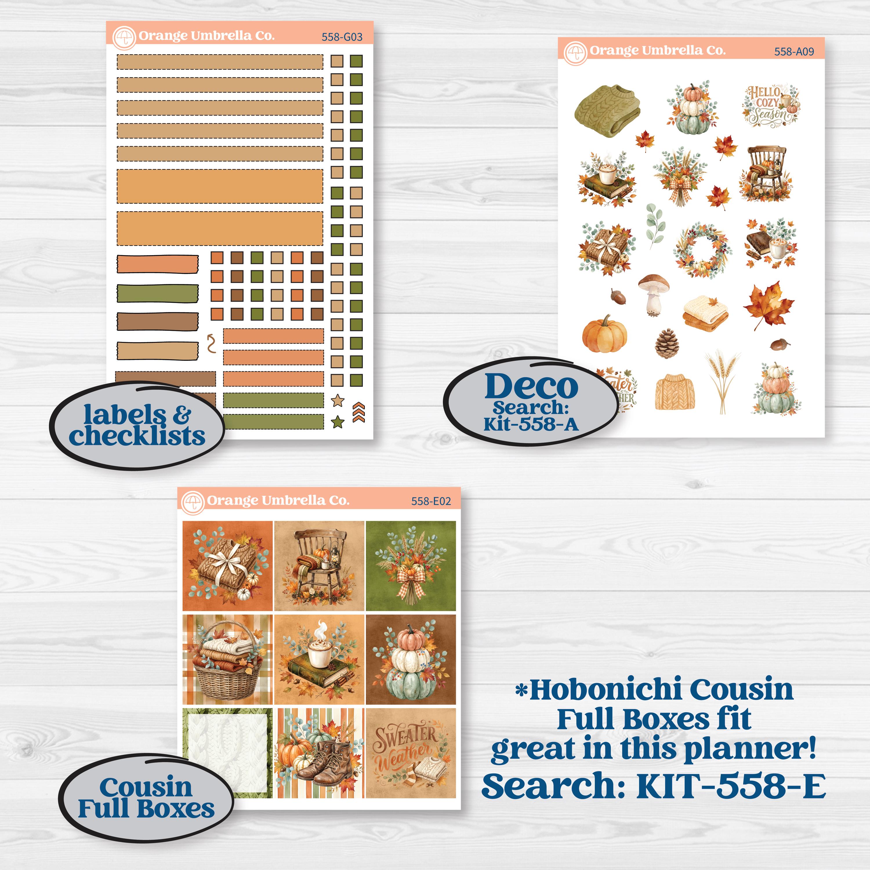 Autumn Sweater Weather Kit | Erin Condren 7x9 Weekly Dashboard Planner Kit Stickers | Soft Sweaters | KIT-558-G