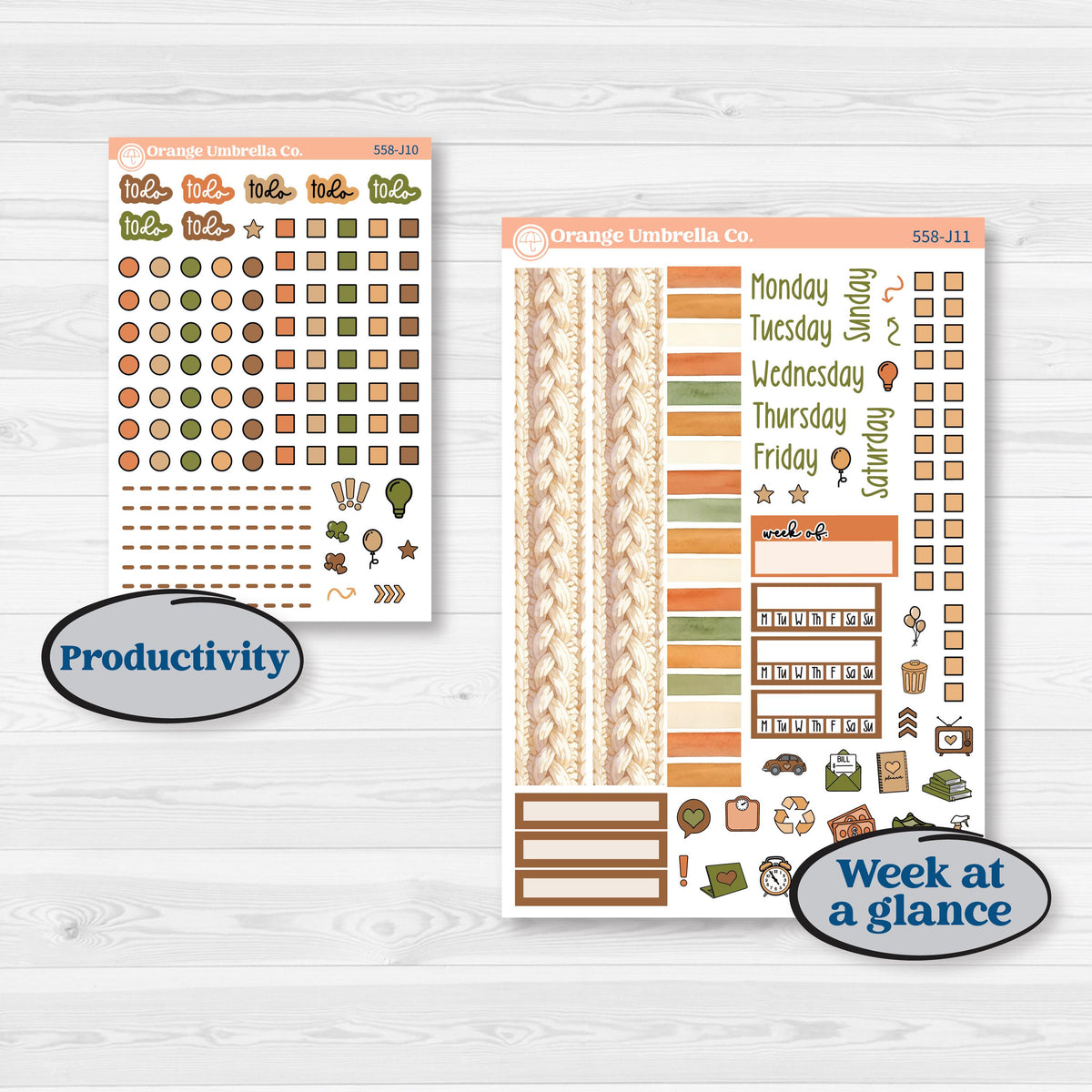 Autumn Sweater Weather Kit | A5 Daily Duo Planner Kit Stickers | Soft Sweaters | KIT-558-J