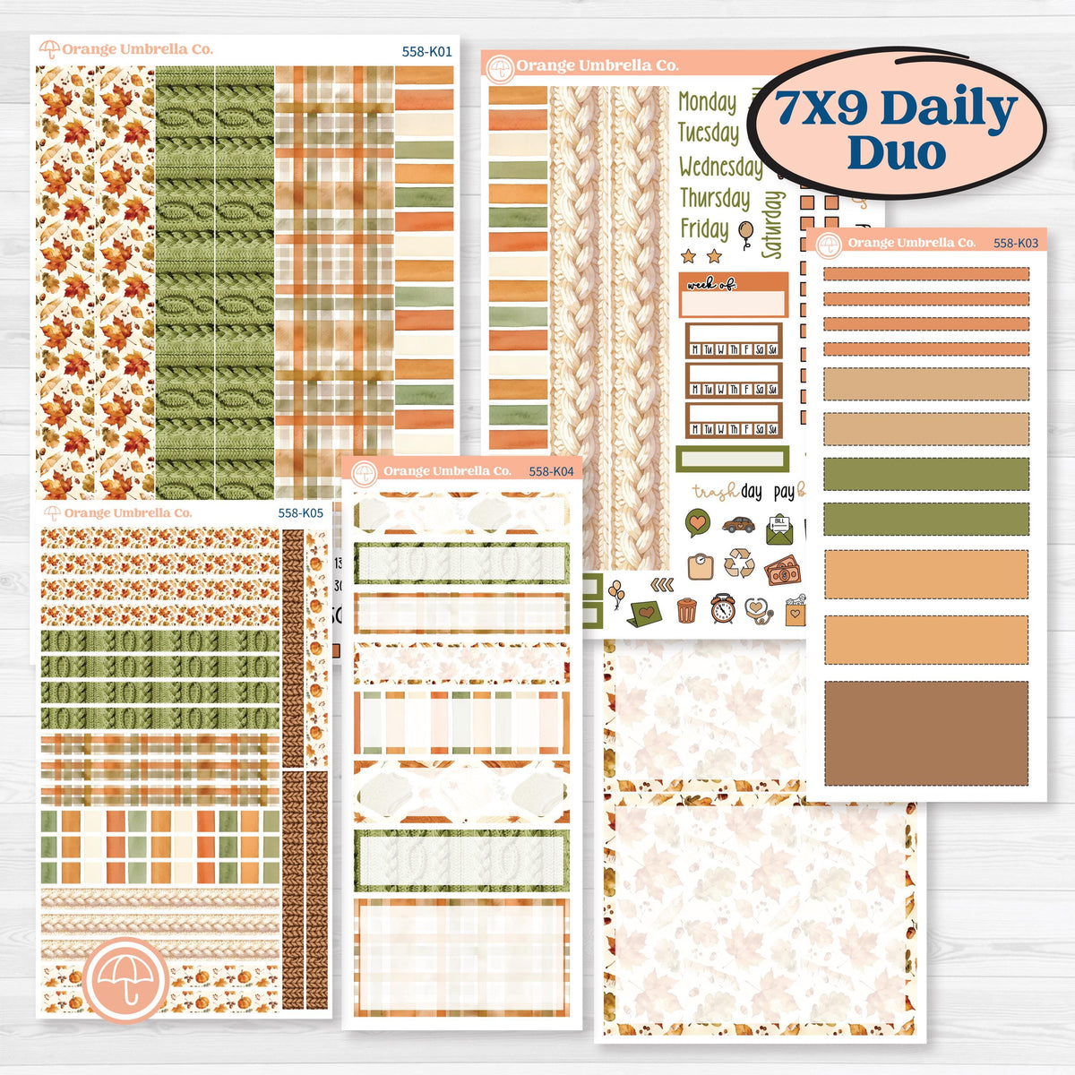 Autumn Sweater Weather Kit | 7x9 Erin Condren Daily Duo Planner Kit Stickers | Soft Sweaters | KIT-558-K