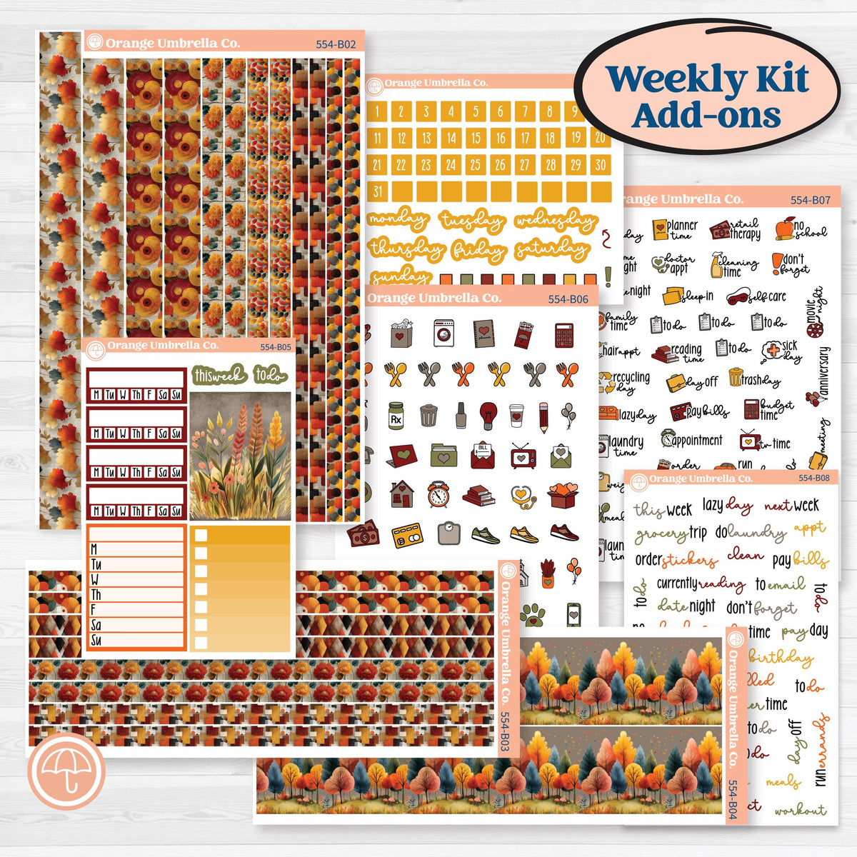 Thanksgiving Planner Kit | Weekly Add-On Planner Kit Stickers | Gather In Gratitude | KIT-554-B