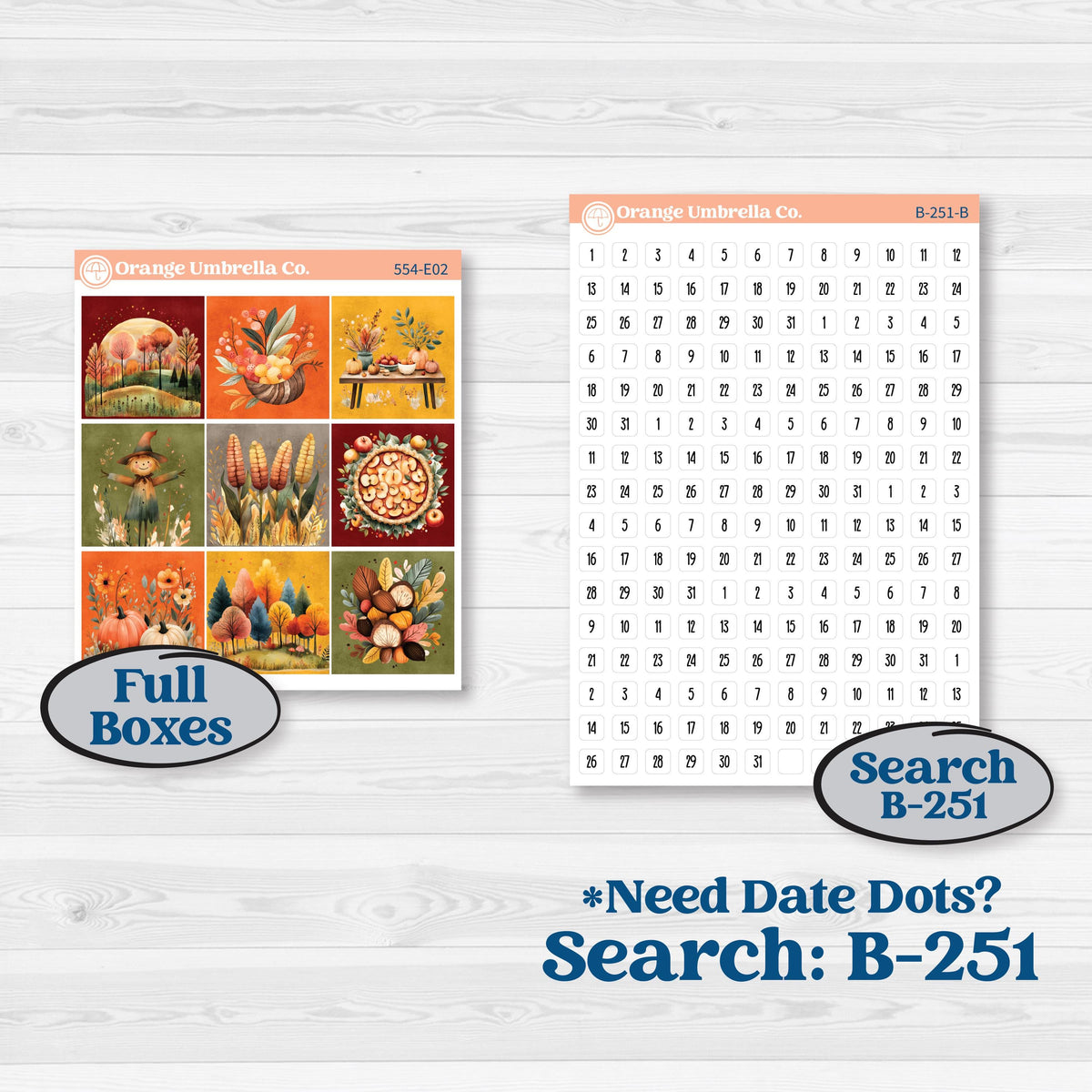 Thanksgiving Planner Kit | Hobonichi Cousin Weekly & Daily Planner Kit Stickers | Gather In Gratitude | KIT-554-E
