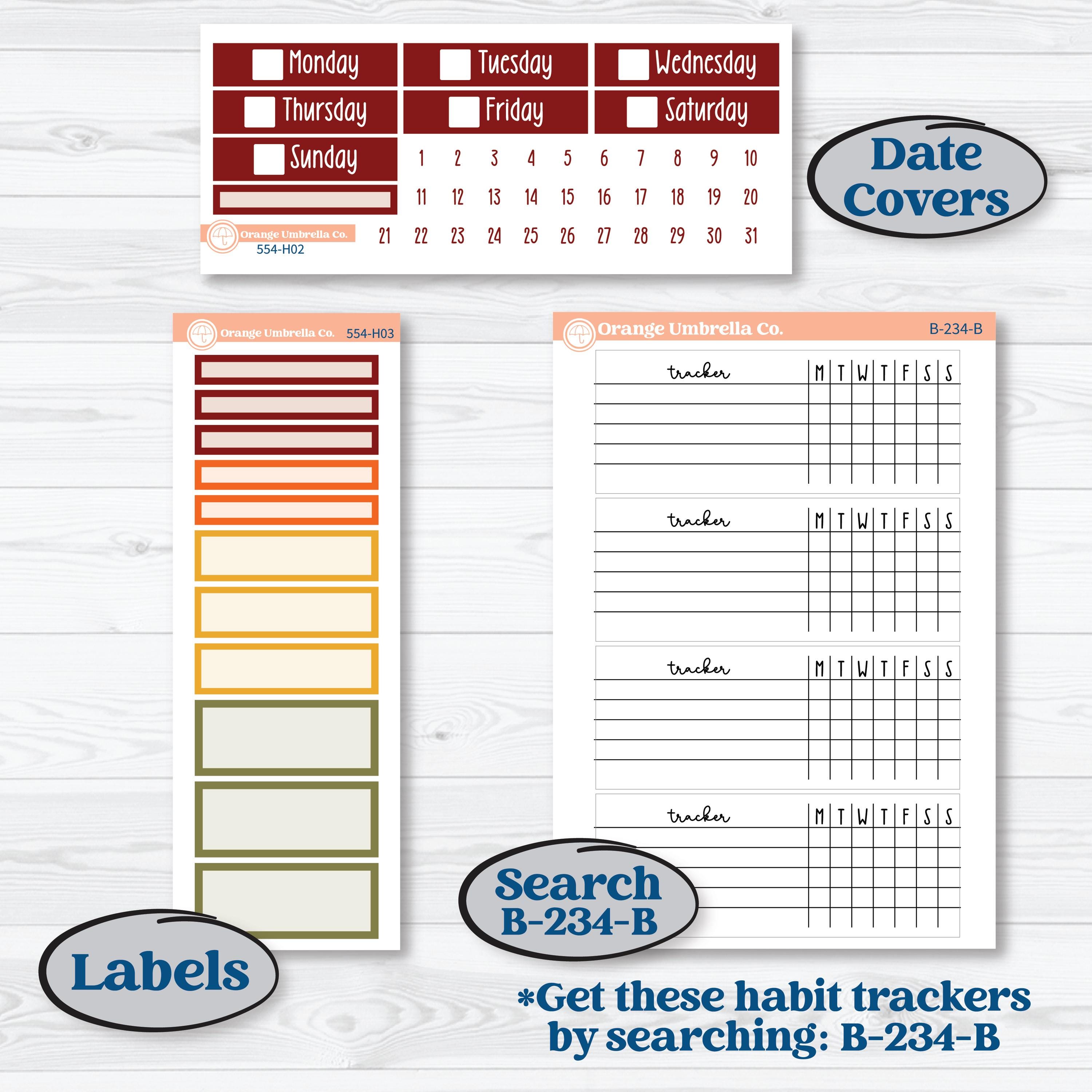 Thanksgiving Planner Kit | Plum Vertical Priorities 7x9 Planner Kit Stickers | Gather In Gratitude | KIT-554-H