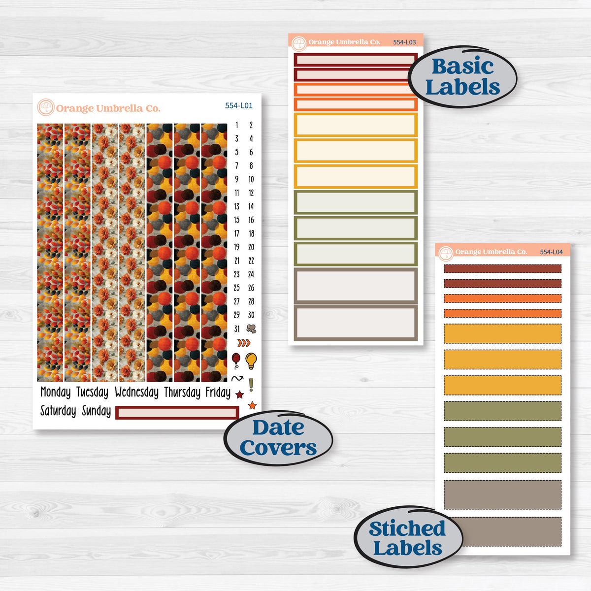Thanksgiving Planner Kit | 7x9 Plum Daily Planner Kit Stickers | Gather In Gratitude | KIT-554-L