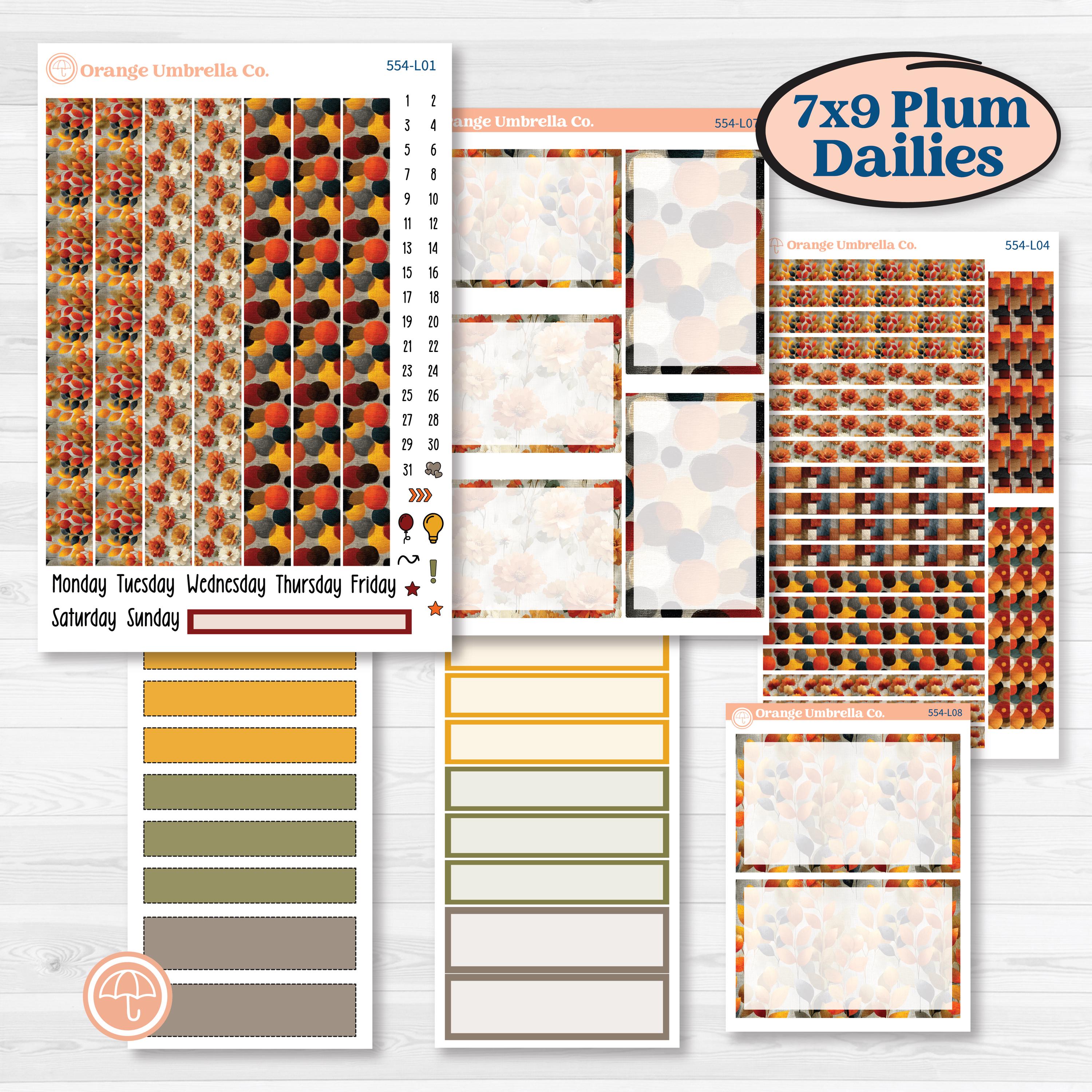 Thanksgiving Planner Kit | 7x9 Plum Daily Planner Kit Stickers | Gather In Gratitude | KIT-554-L