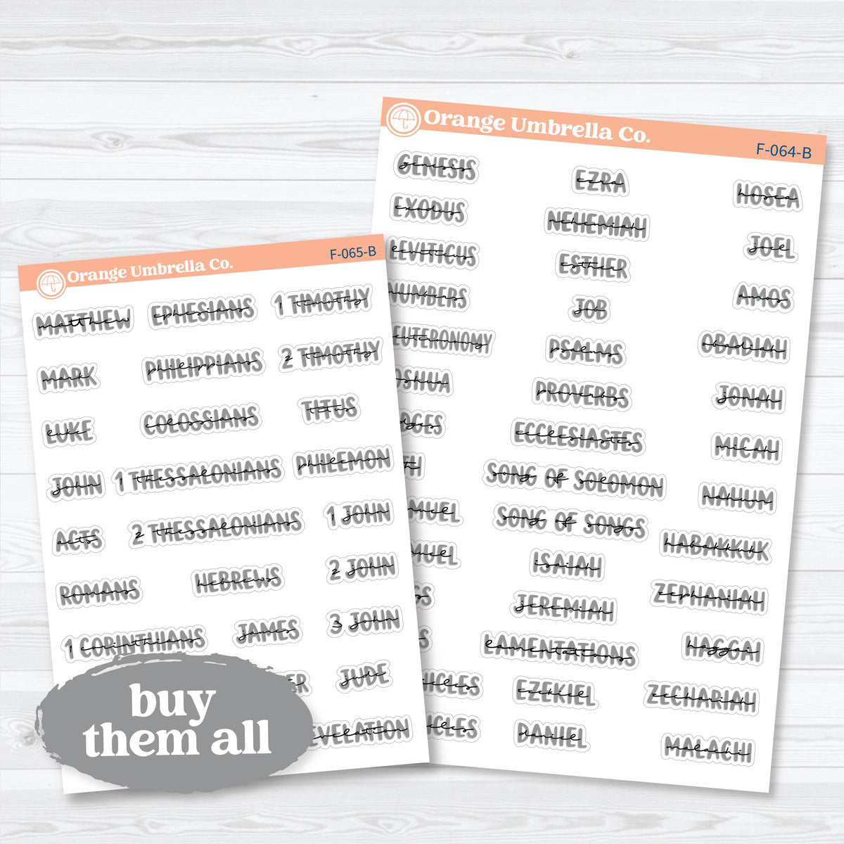 Mini Books of the Bible | Faith & Bible Journaling Planner Stickers | F-064-065-B