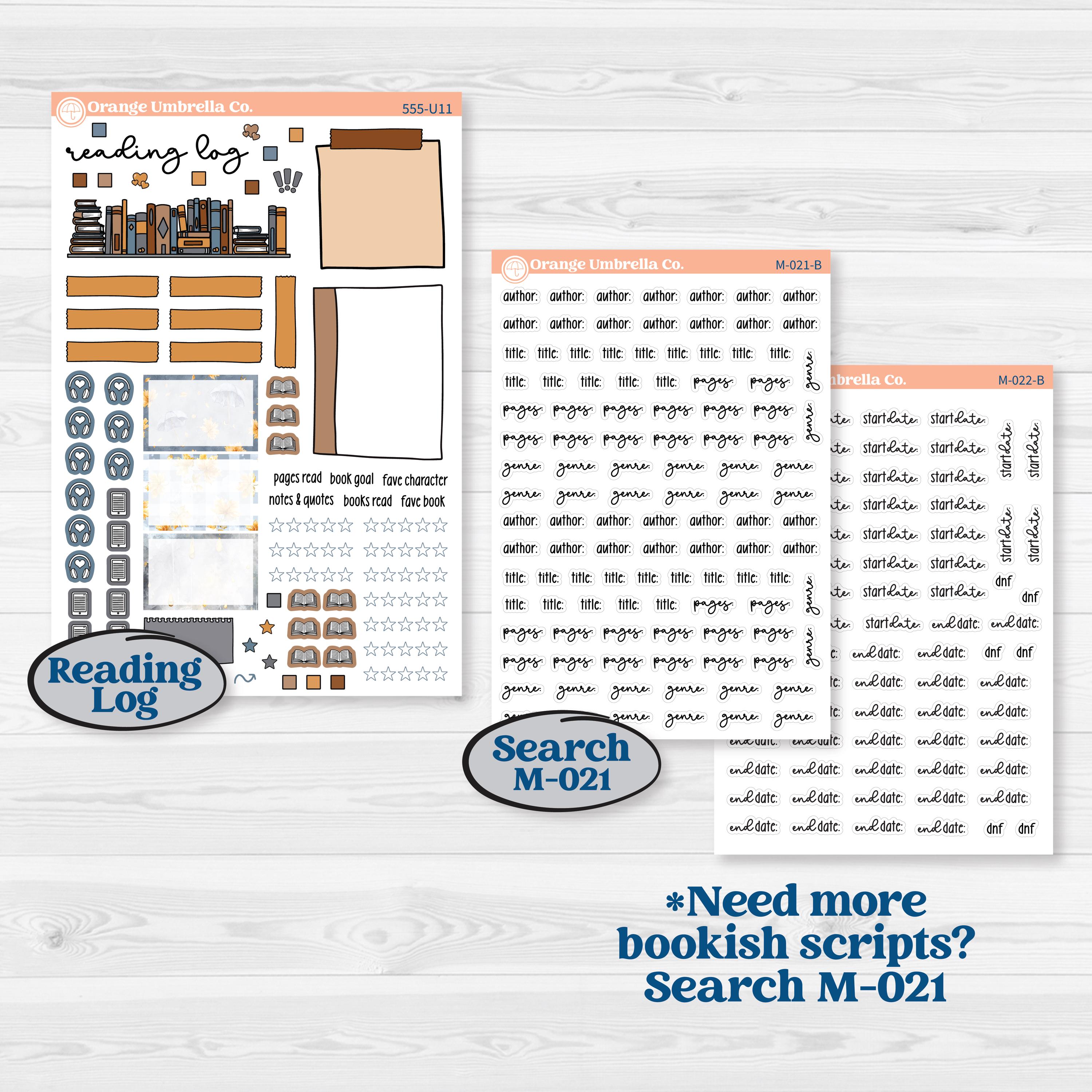 Reading Planner Kit | A5 or 7x9 Create Your Own Monthly Universal | Monthly & Reading Log Sticker Kit | Reading Weather | KIT-555-U