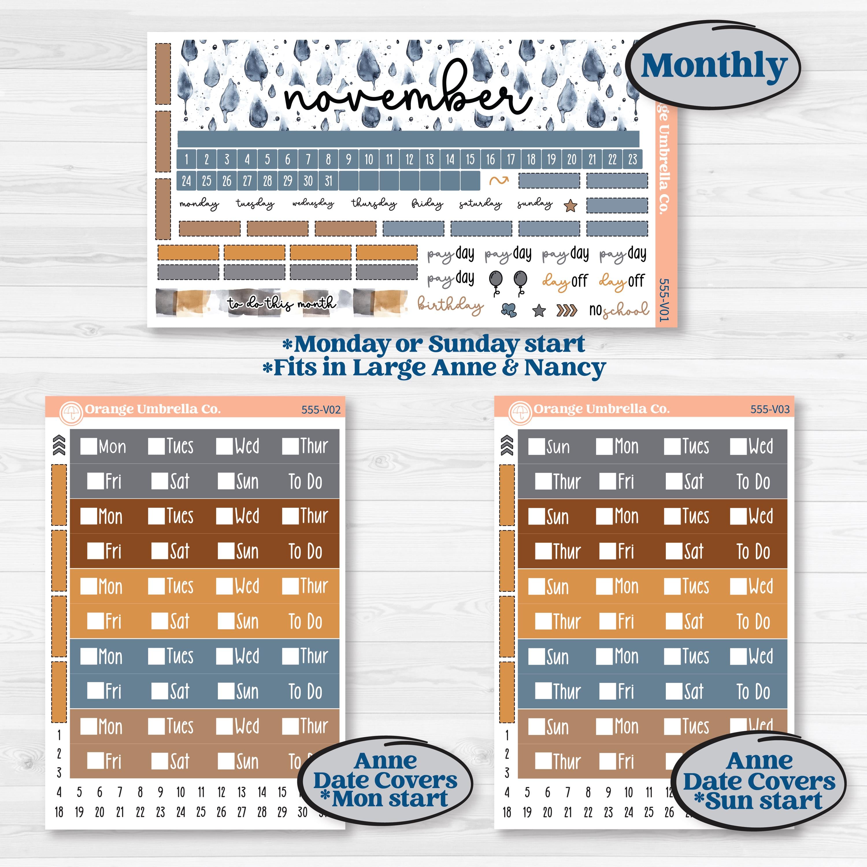 Reading Planner Kit | Laurel Denise Nancy Large & Anne Large Planner Kit Stickers | Reading Weather | KIT-555-V