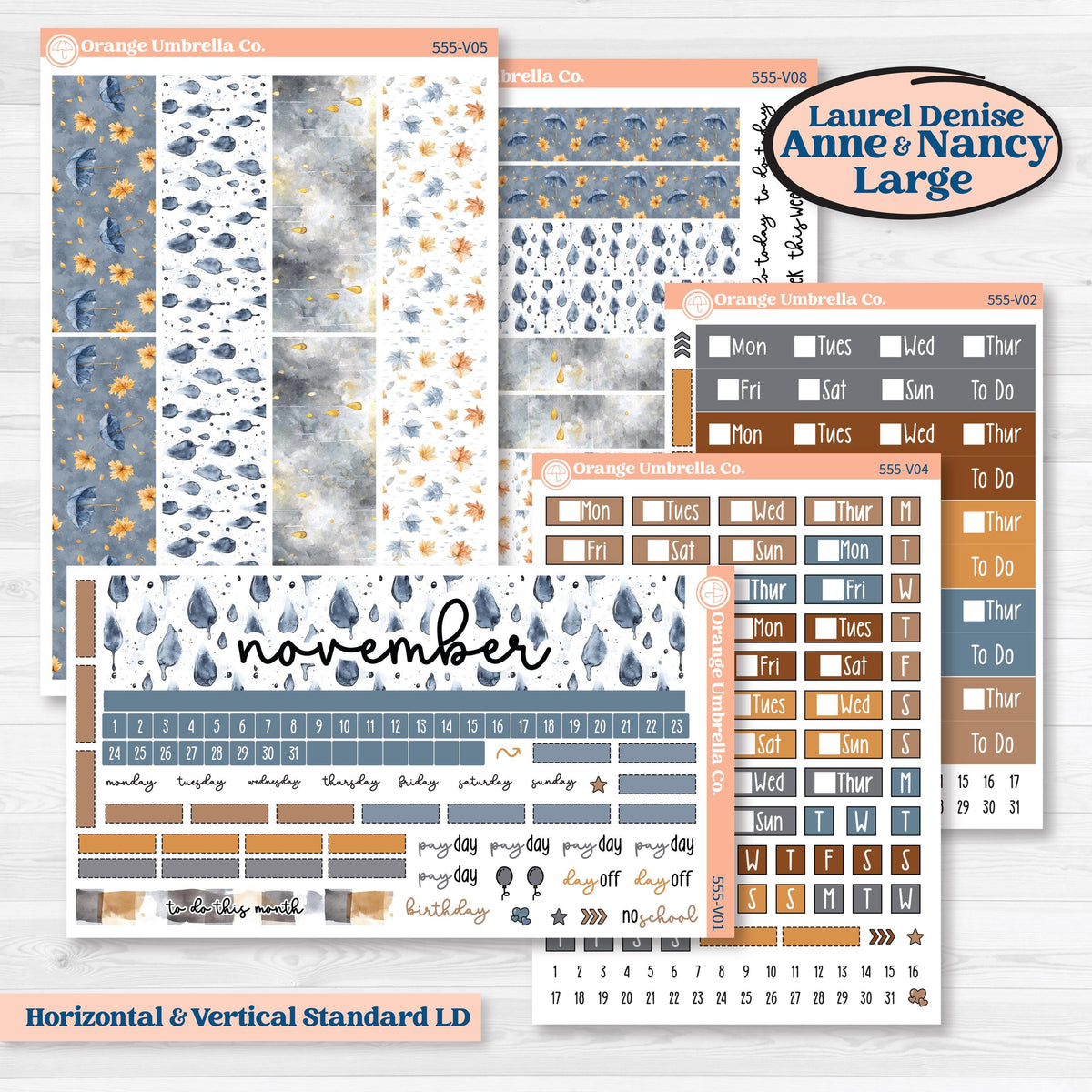 Reading Planner Kit | Laurel Denise Nancy Large & Anne Large Planner Kit Stickers | Reading Weather | KIT-555-V