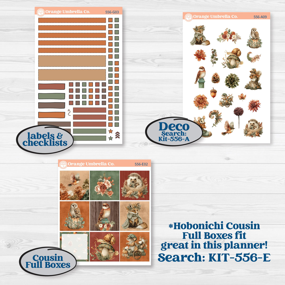 Woodland Animal Kit | Erin Condren 7x9 Weekly Dashboard Planner Kit Stickers | Woodland Zoo | KIT-556-G