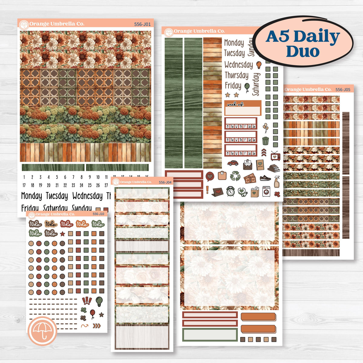 Woodland Animal Kit | A5 Daily Duo Planner Kit Stickers | Woodland Zoo | KIT-556-J