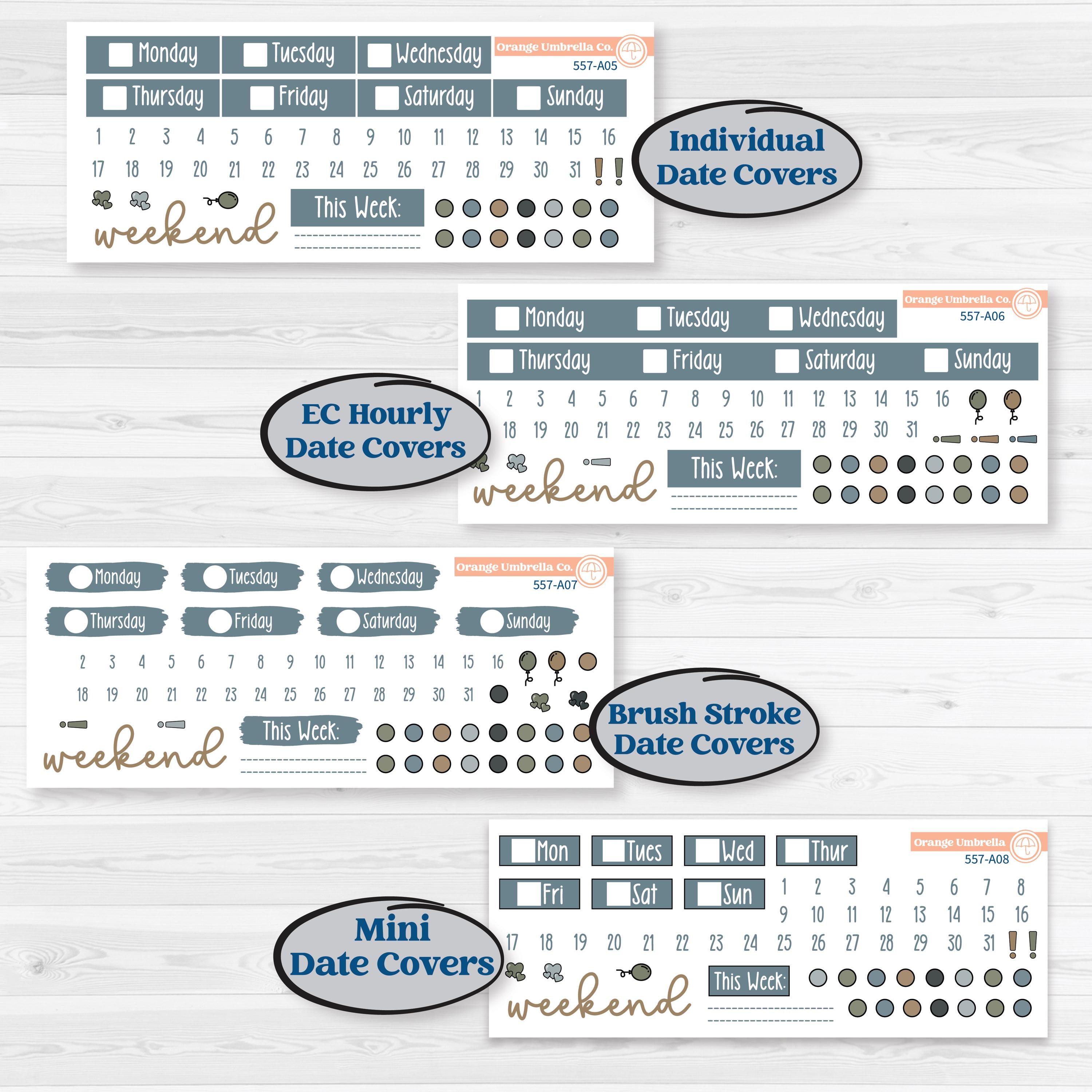 Blue Floral Kit | Weekly Sticker Kit for Vertical Planners like Erin Condren | Sagebrush & Ice | KIT-557-A