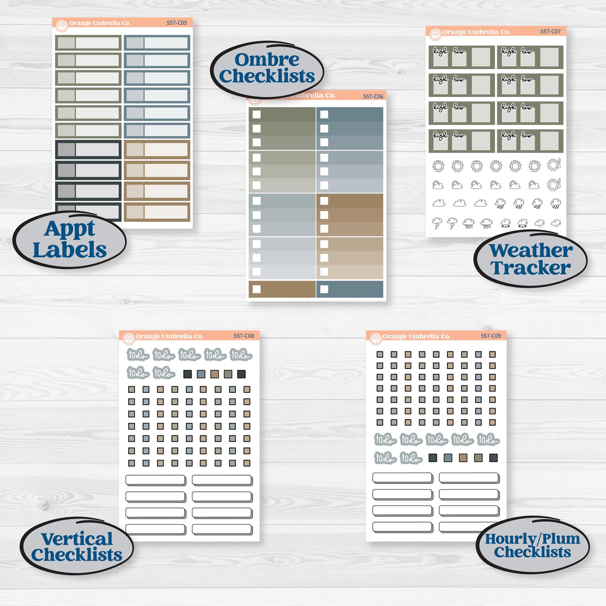 Blue Floral Kit | Weekly Add-On Labels Planner Kit Stickers | Sagebrush & Ice | KIT-557-C