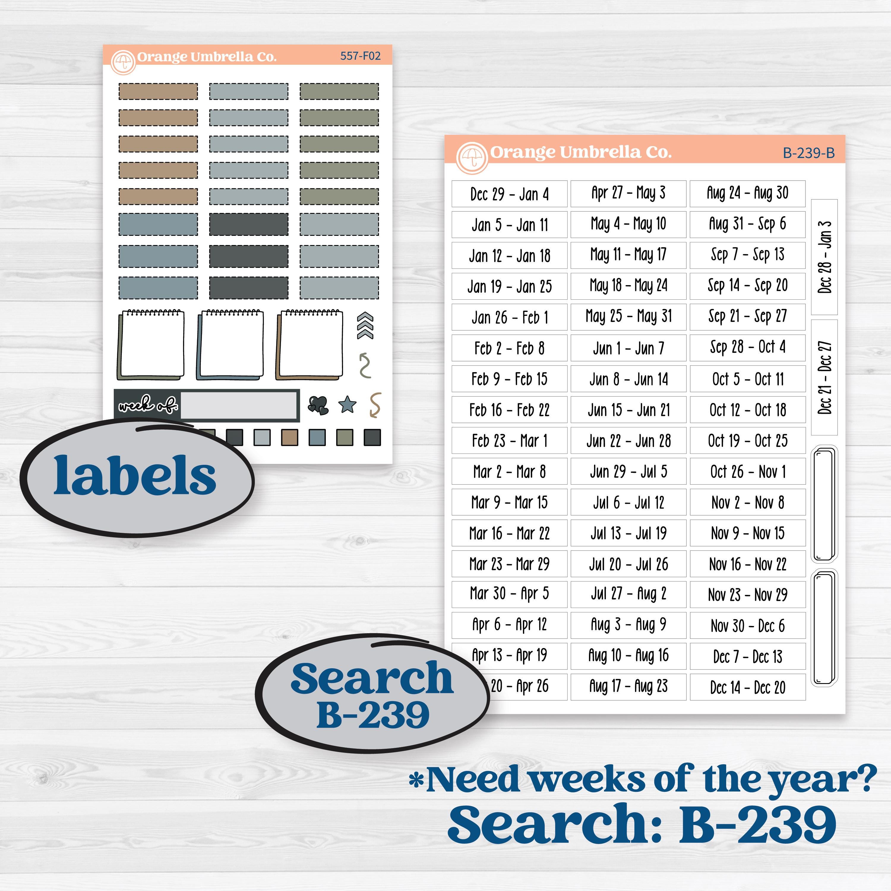 Blue Floral Kit | Hobonichi Weeks Weekly Planner Kit Stickers | Sagebrush & Ice | KIT-557-F