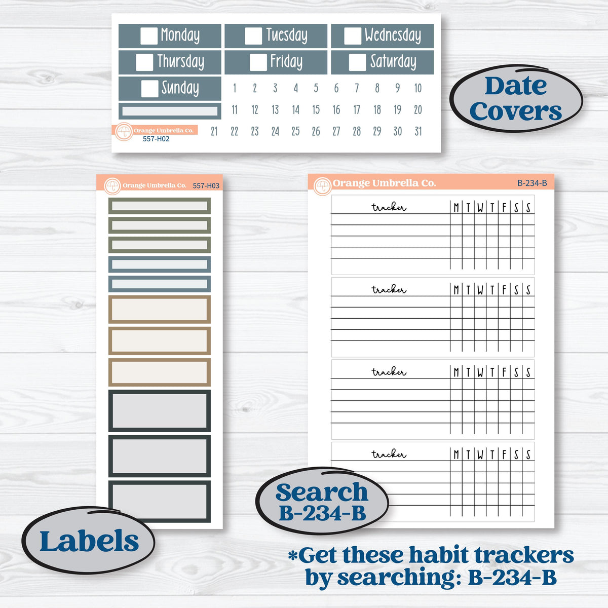 Blue Floral Kit | Plum Vertical Priorities 7x9 Planner Kit Stickers | Sagebrush & Ice | KIT-557-H