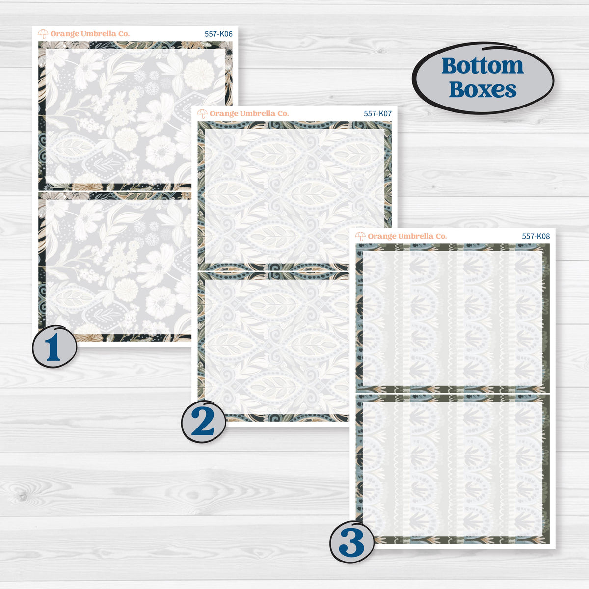 Blue Floral Kit | 7x9 Erin Condren Daily Duo Planner Kit Stickers | Sagebrush & Ice | KIT-557-K