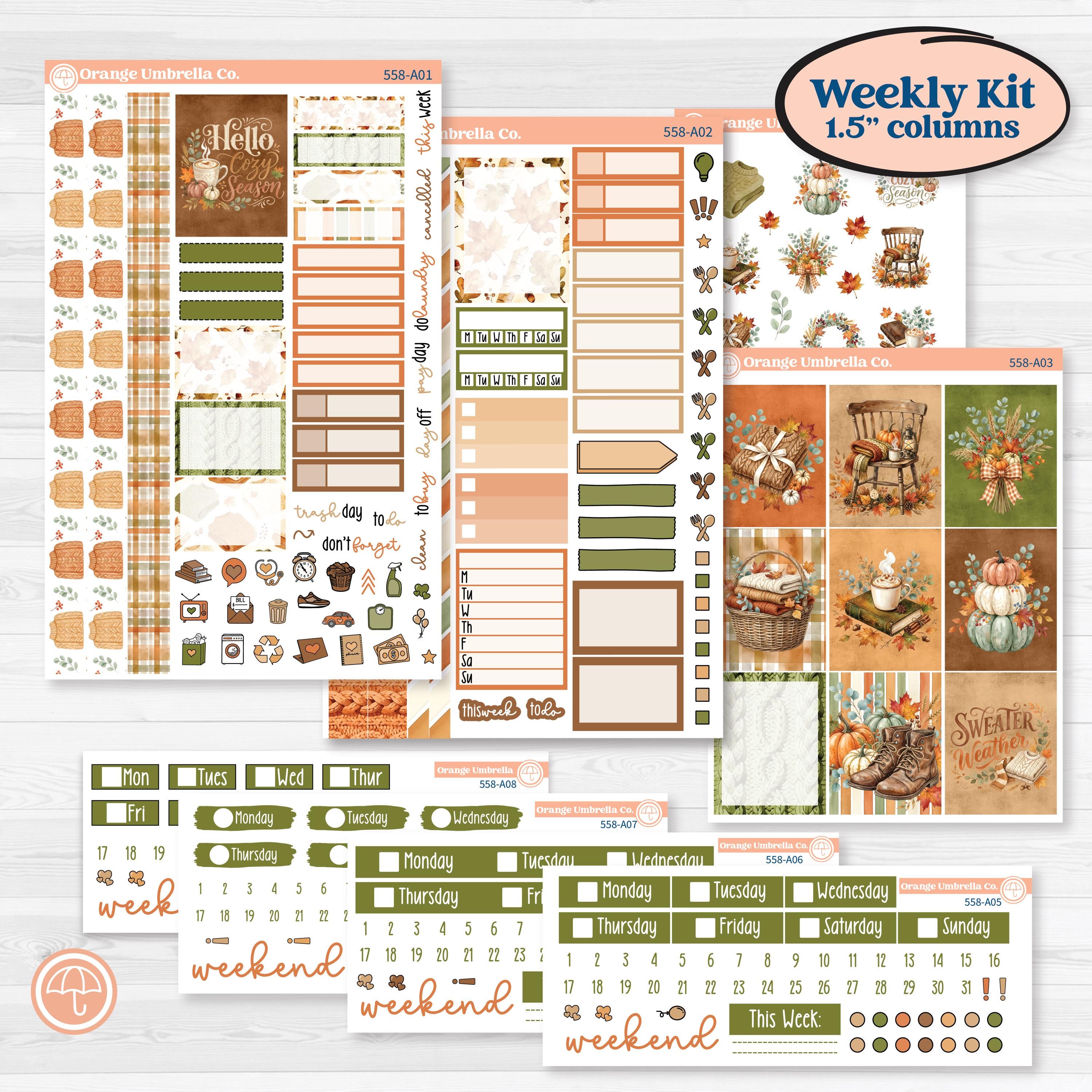 Autumn Sweater Weather Kit | Weekly Sticker Kit for Vertical Planners like Erin Condren | Soft Sweaters | KIT-558-A