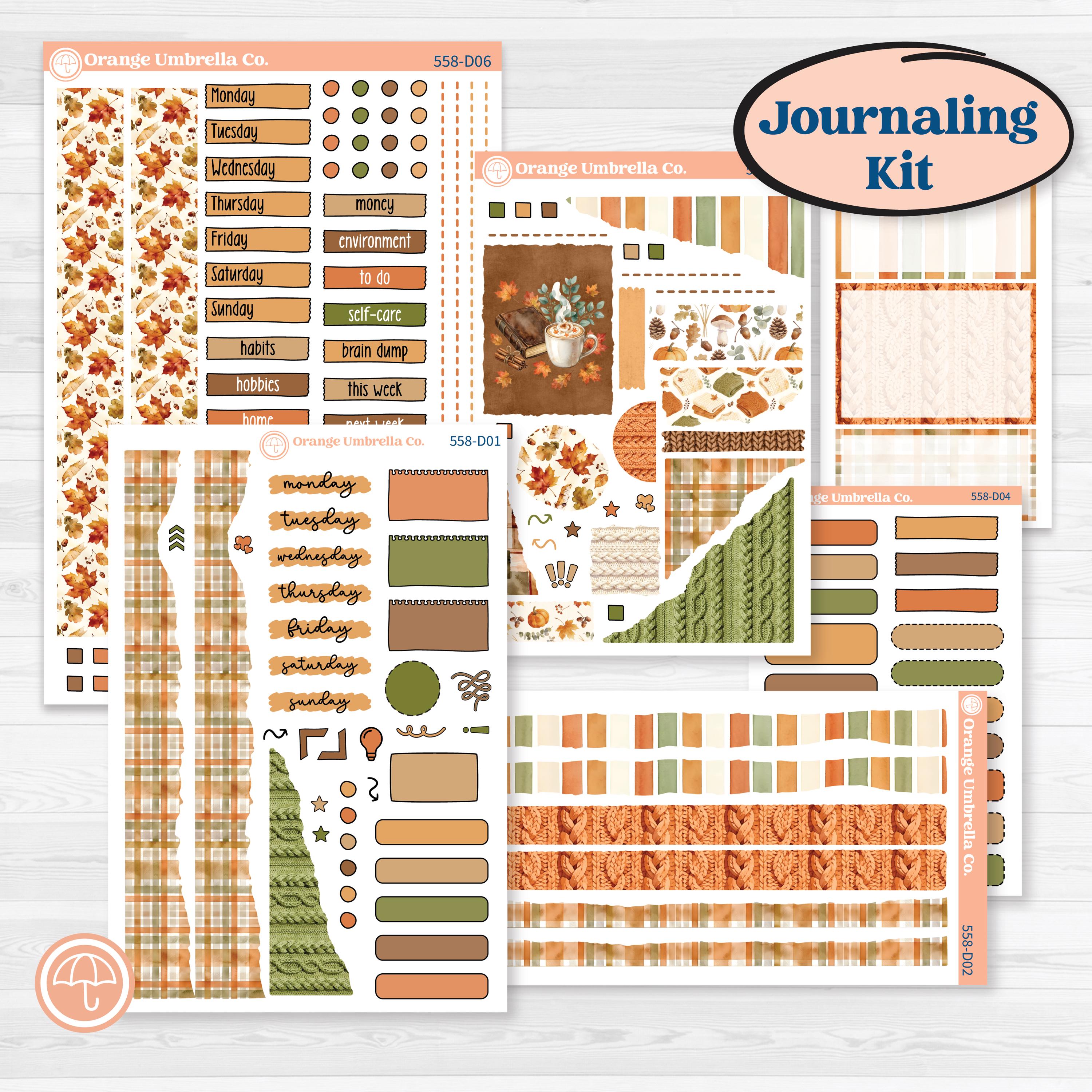 Autumn Sweater Weather Kit | Journaling or Scrapbooking Kit | Creative Junk Journal Planner Stickers | Soft Sweaters | KIT-558-D