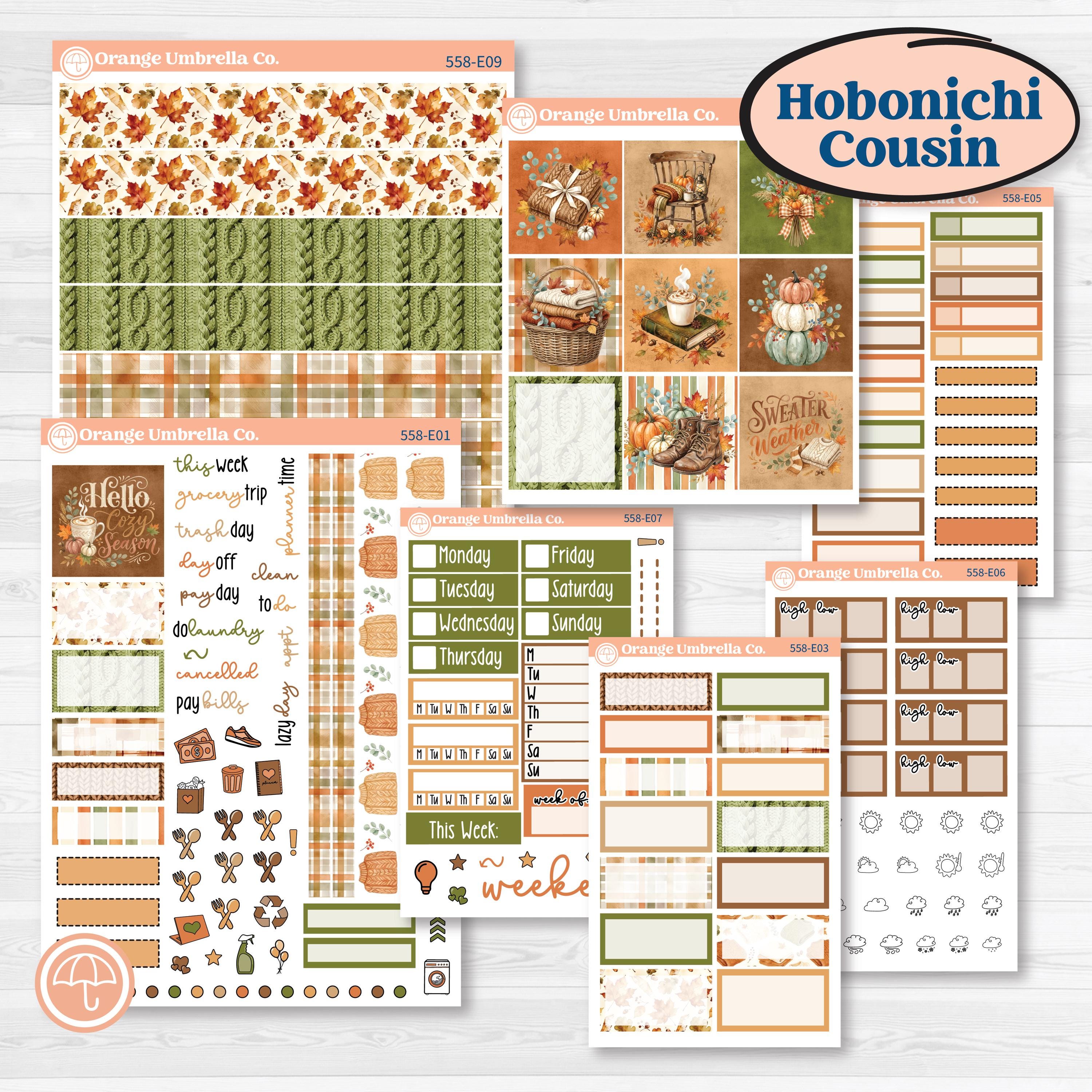 Autumn Sweater Weather Kit | Hobonichi Cousin Weekly & Daily Planner Kit Stickers | Soft Sweaters | KIT-558-E