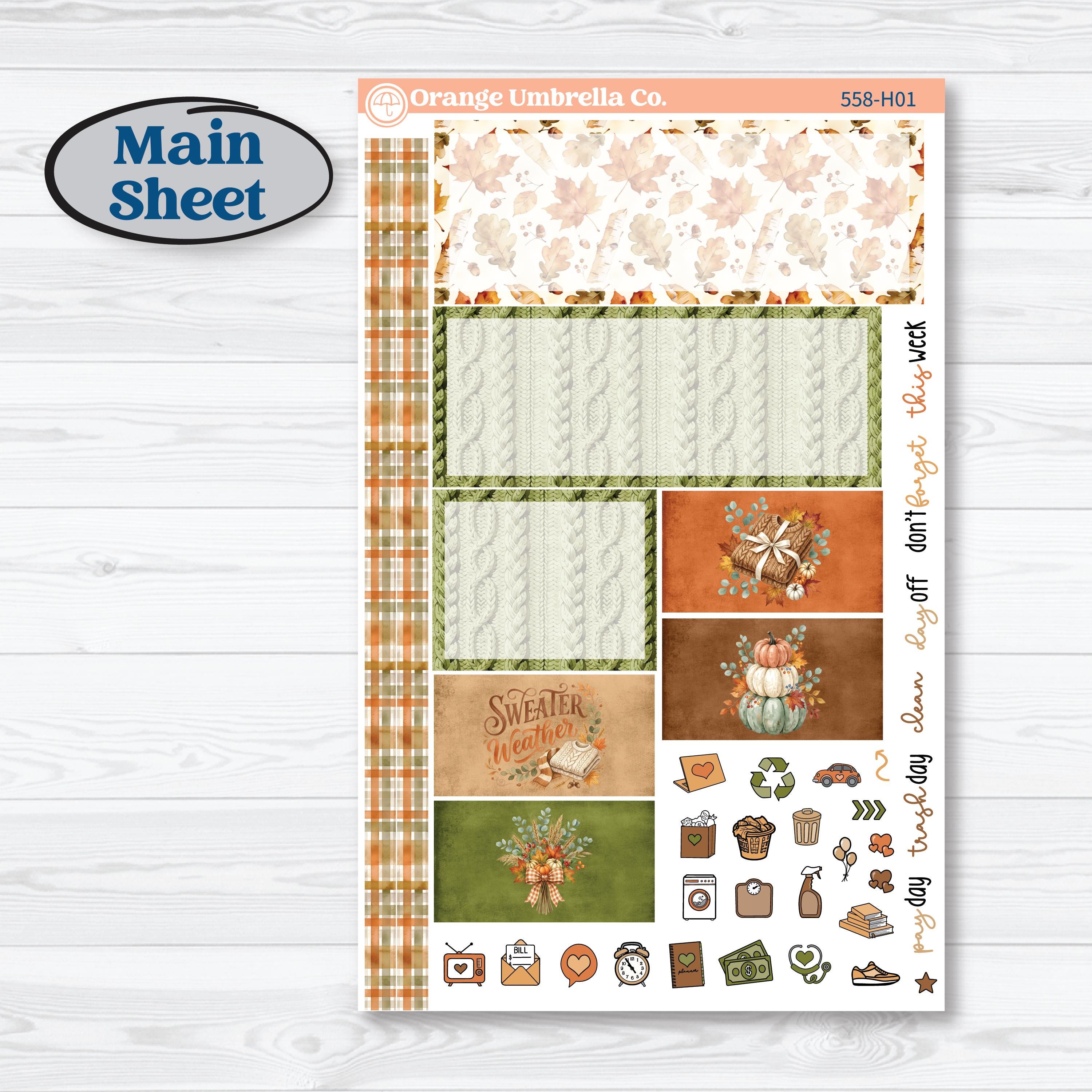 Autumn Sweater Weather Kit | Plum Vertical Priorities 7x9 Planner Kit Stickers | Soft Sweaters | KIT-558-H