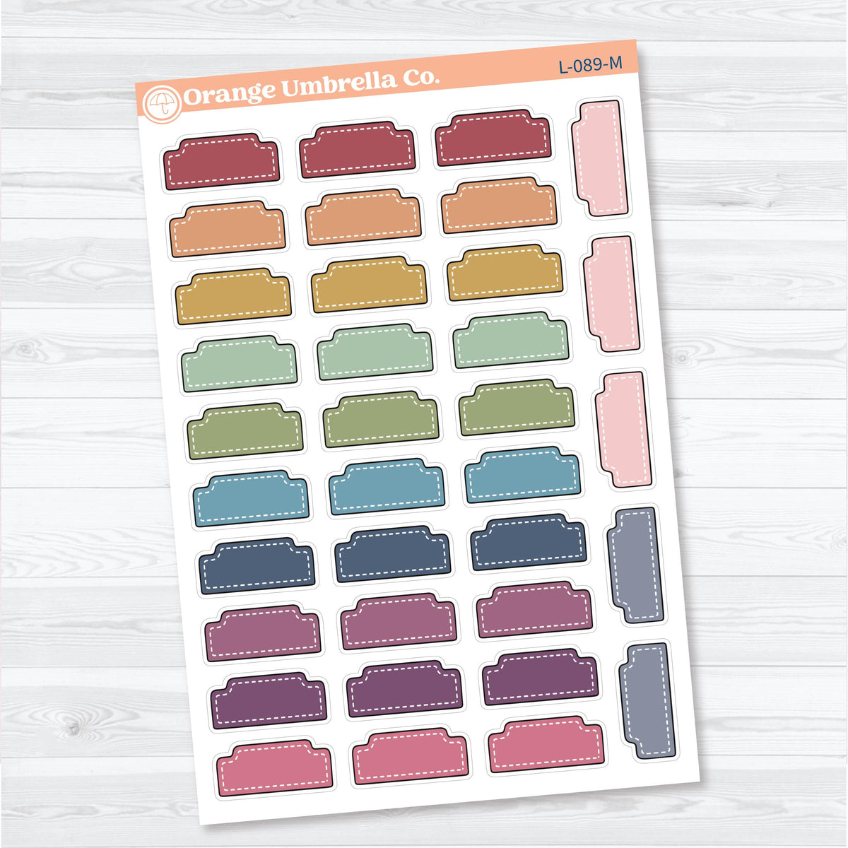 Doodled Stitched Tab Labels | Functional Planner Stickers | L-089