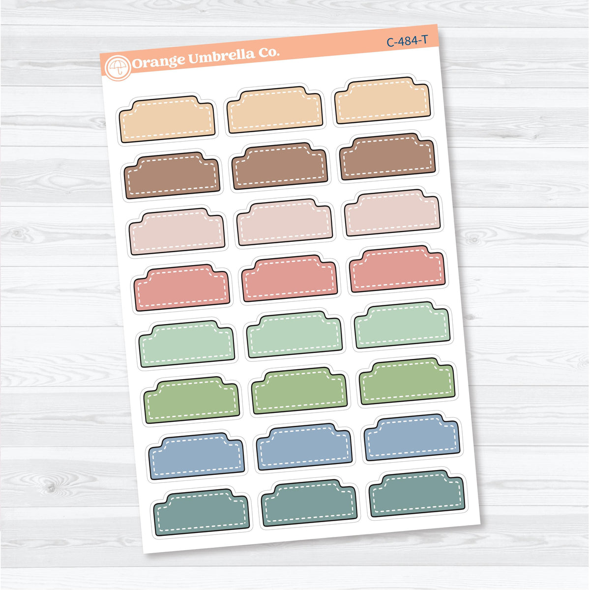 Doodled Stitched Tab Journaling Labels | Large Journal Planner Stickers | C-484