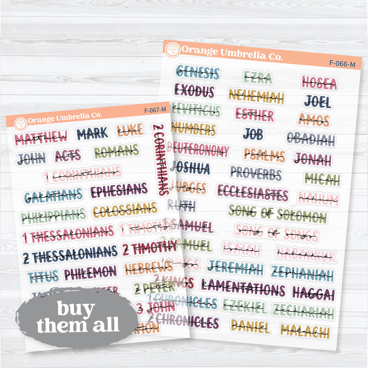 Medium Books of the Bible | Clear Matte Faith & Bible Journaling Planner Stickers | F-066-067-MCM
