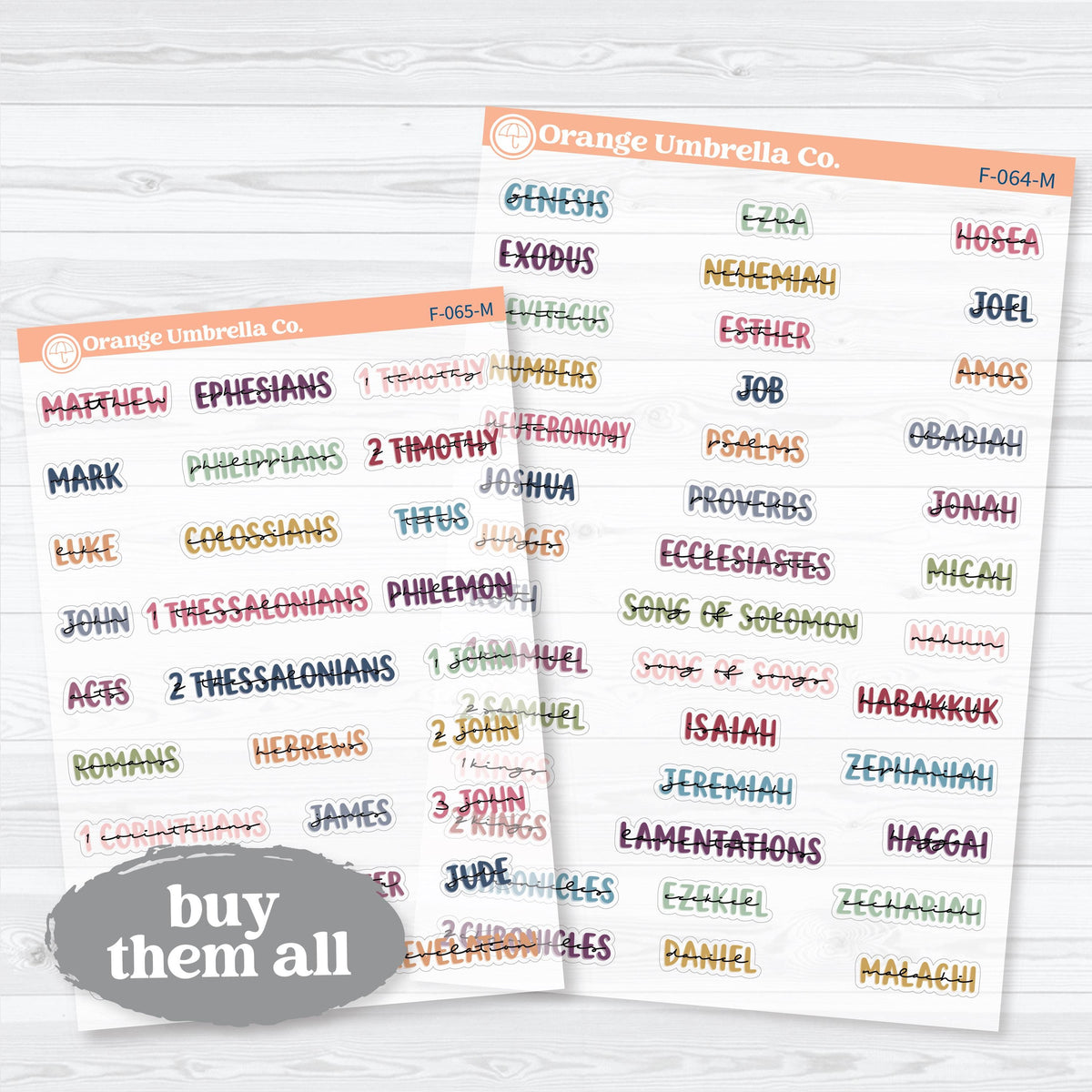 Mini Books of the Bible | Clear Matte Faith & Bible Journaling Planner Stickers | F-064-065-MCM