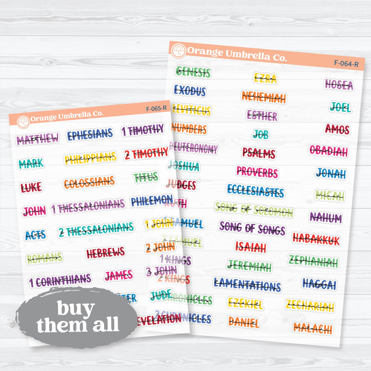Mini Books of the Bible | Clear Matte Faith & Bible Journaling Planner Stickers | F-064-065-RCM