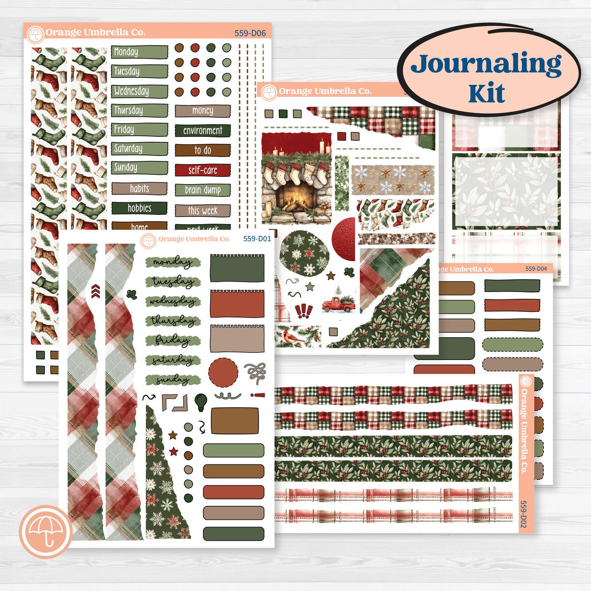 Vintage Christmas Planner Kit | Journaling or Scrapbooking Kit | Creative Junk Journal Planner Stickers | Christmas Village | KIT-559-D