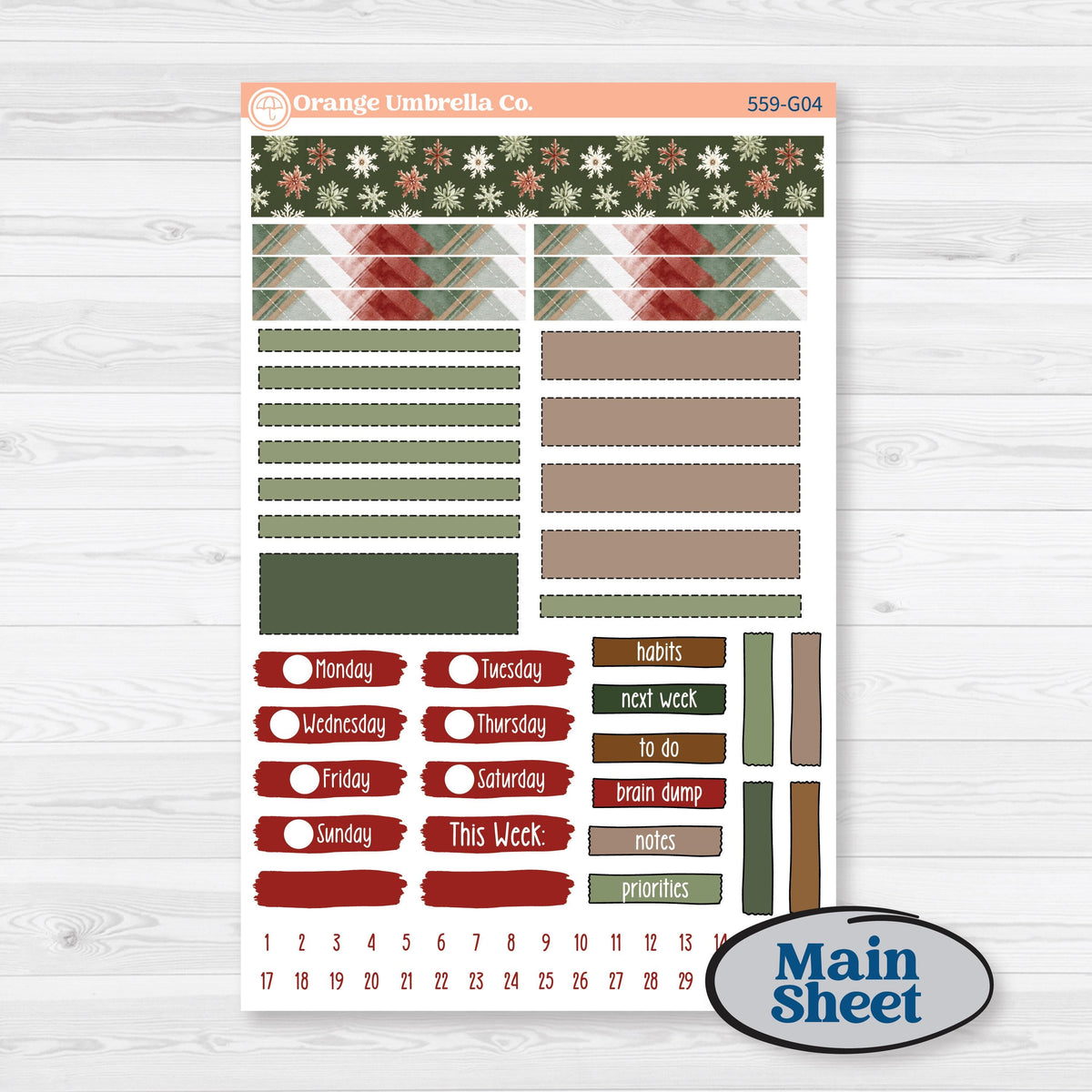 Vintage Christmas Planner Kit | Erin Condren A5 Weekly Dashboard Planner Kit Stickers | Christmas Village | KIT-559-G4