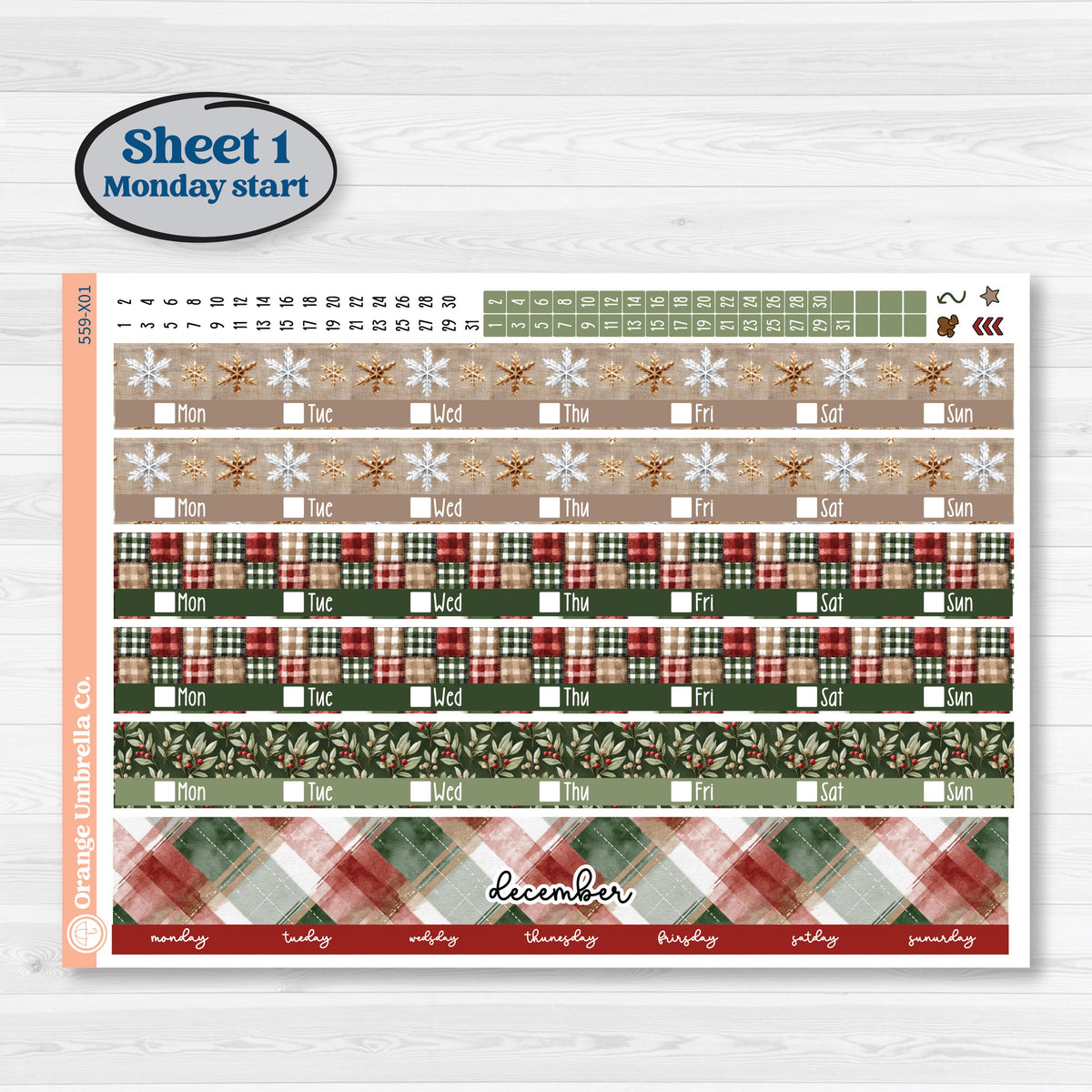 Vintage Christmas Planner Kit | Laurel Denise Jo Large Planner Kit Stickers | Christmas Village | KIT-559-X