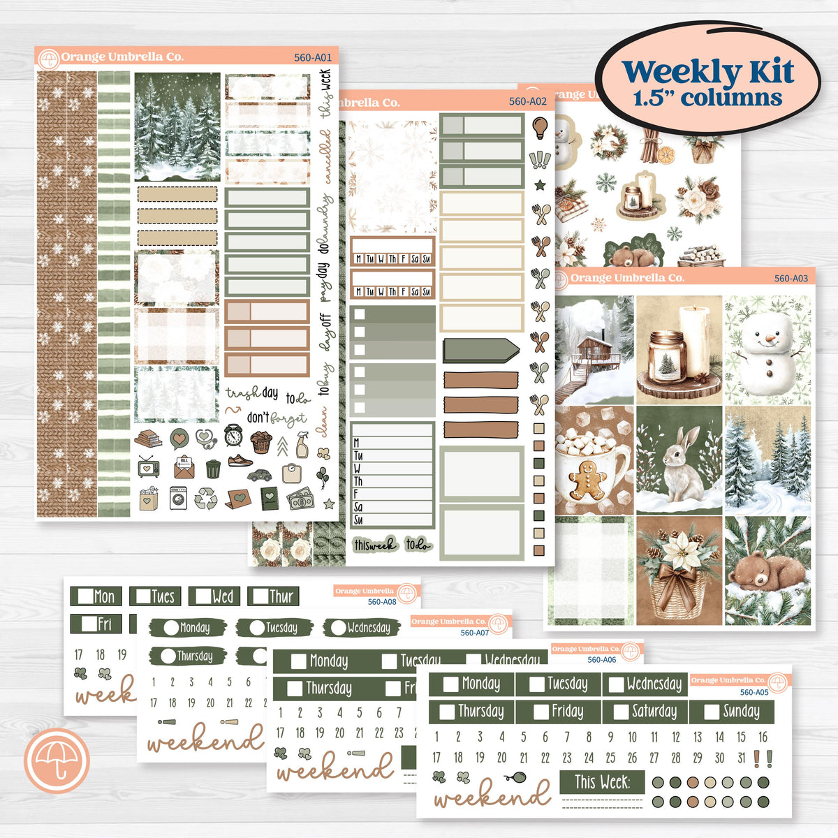 Cozy Winter Planner Kit | Weekly Sticker Kit for Vertical Planners like Erin Condren | Snowdrift | KIT-560-A